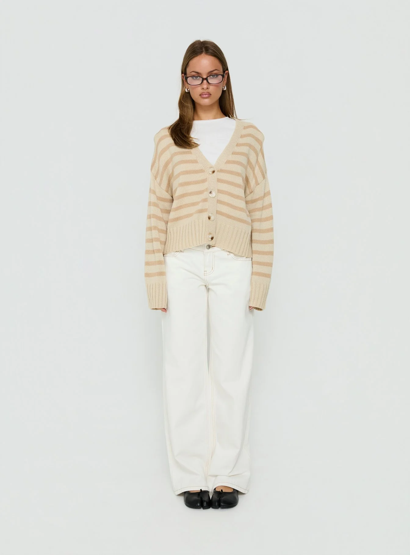 Karlson Striped Cardigan Beige Stripe - Image 6