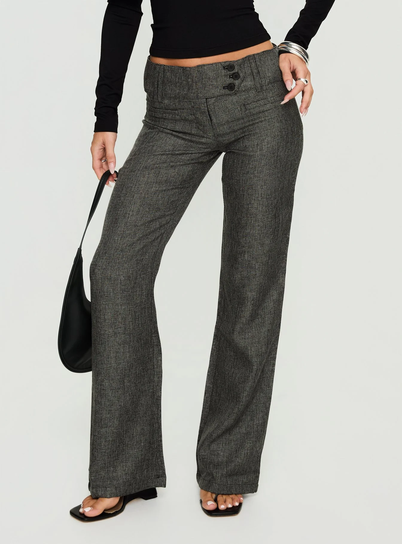 Karola Asymmetrical Buckle Pants Grey - Image 2
