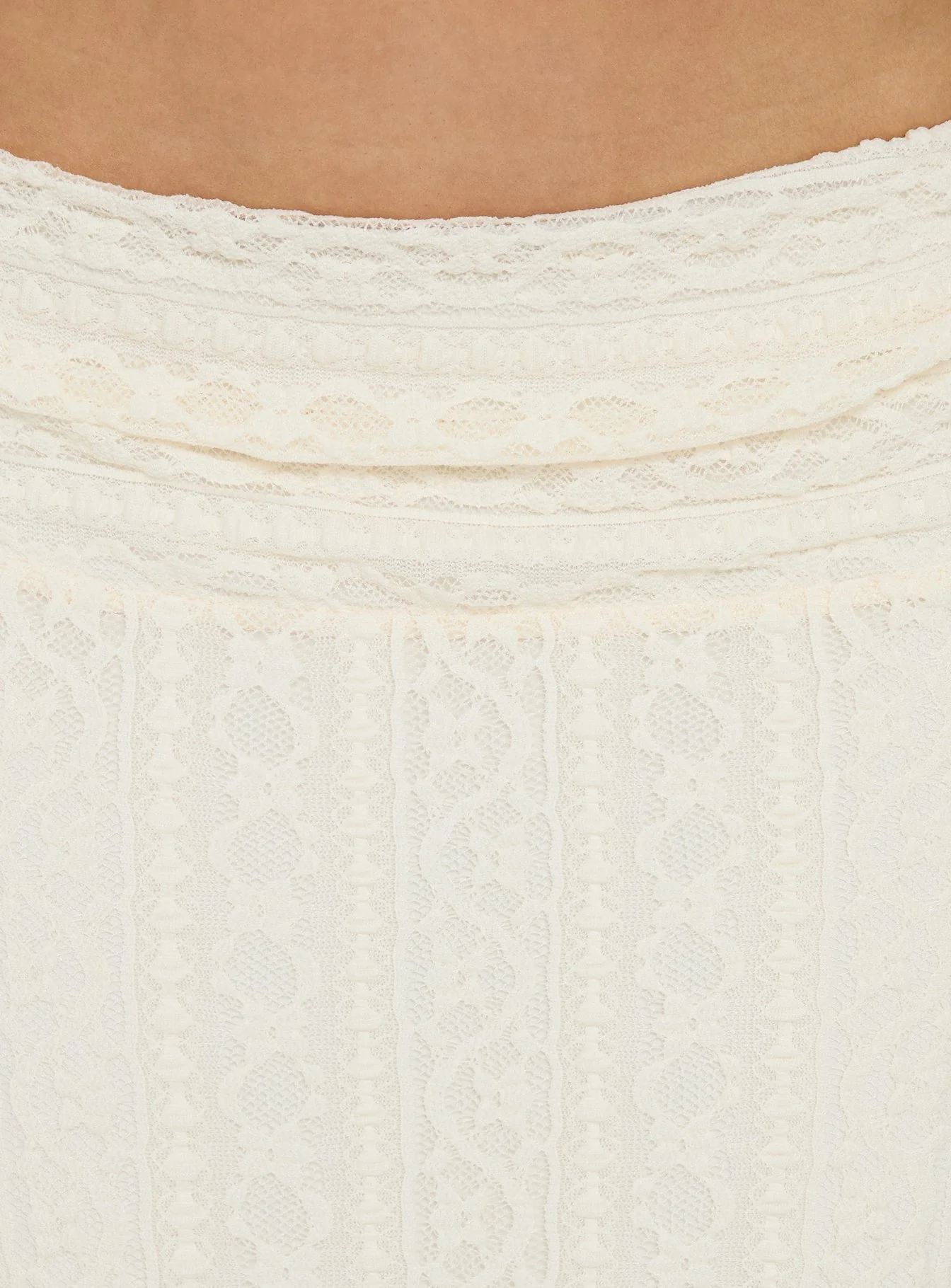 Katerine Ruched Lace Maxi Skirt Cream - Image 6