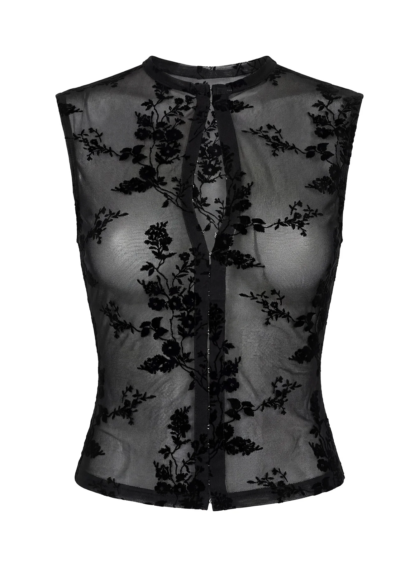 Kelira Keyhole Cutout Sheer Top Black - Image 9
