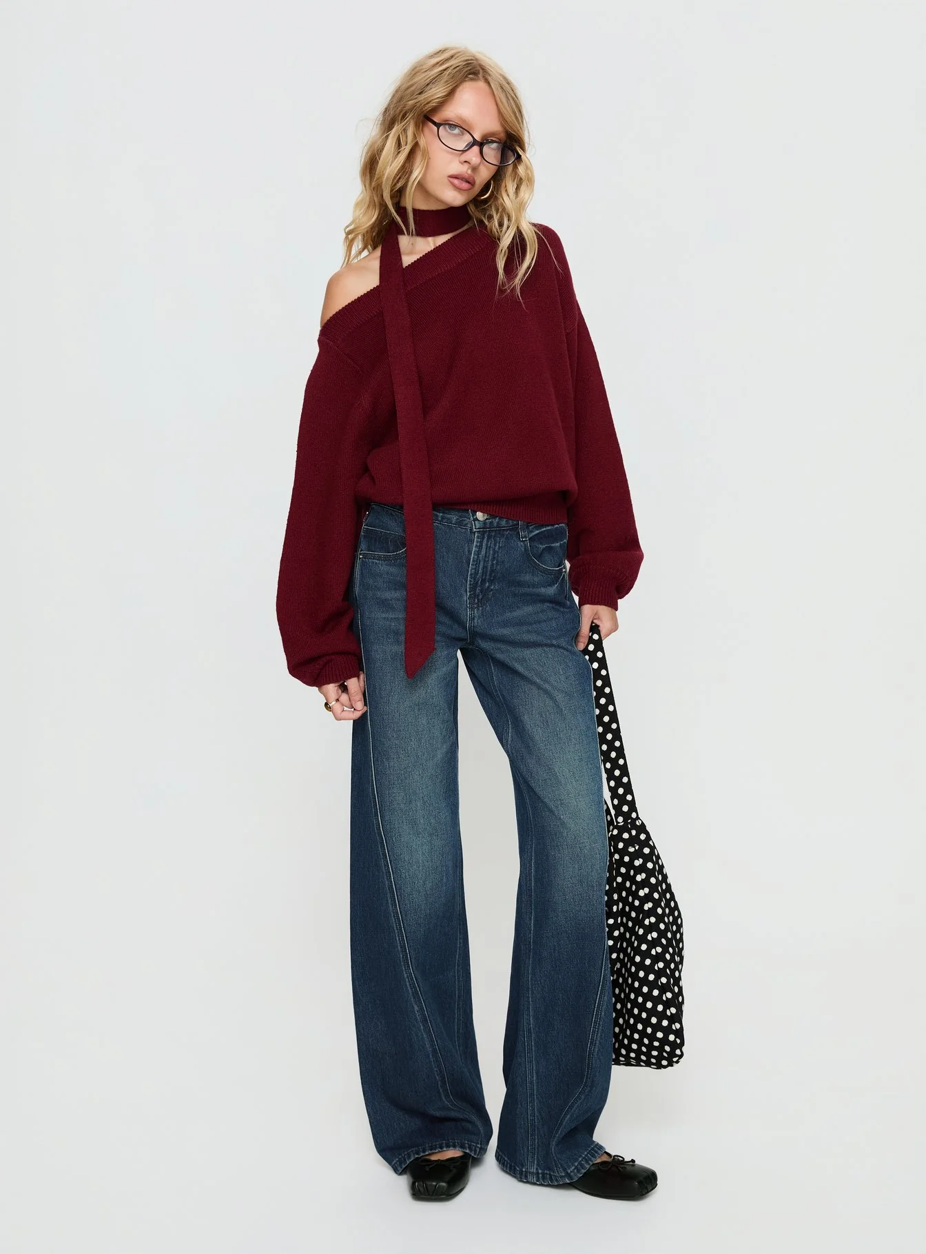 Kellsie High Rise Wide Leg Jeans Dark Blue Wash - Image 3
