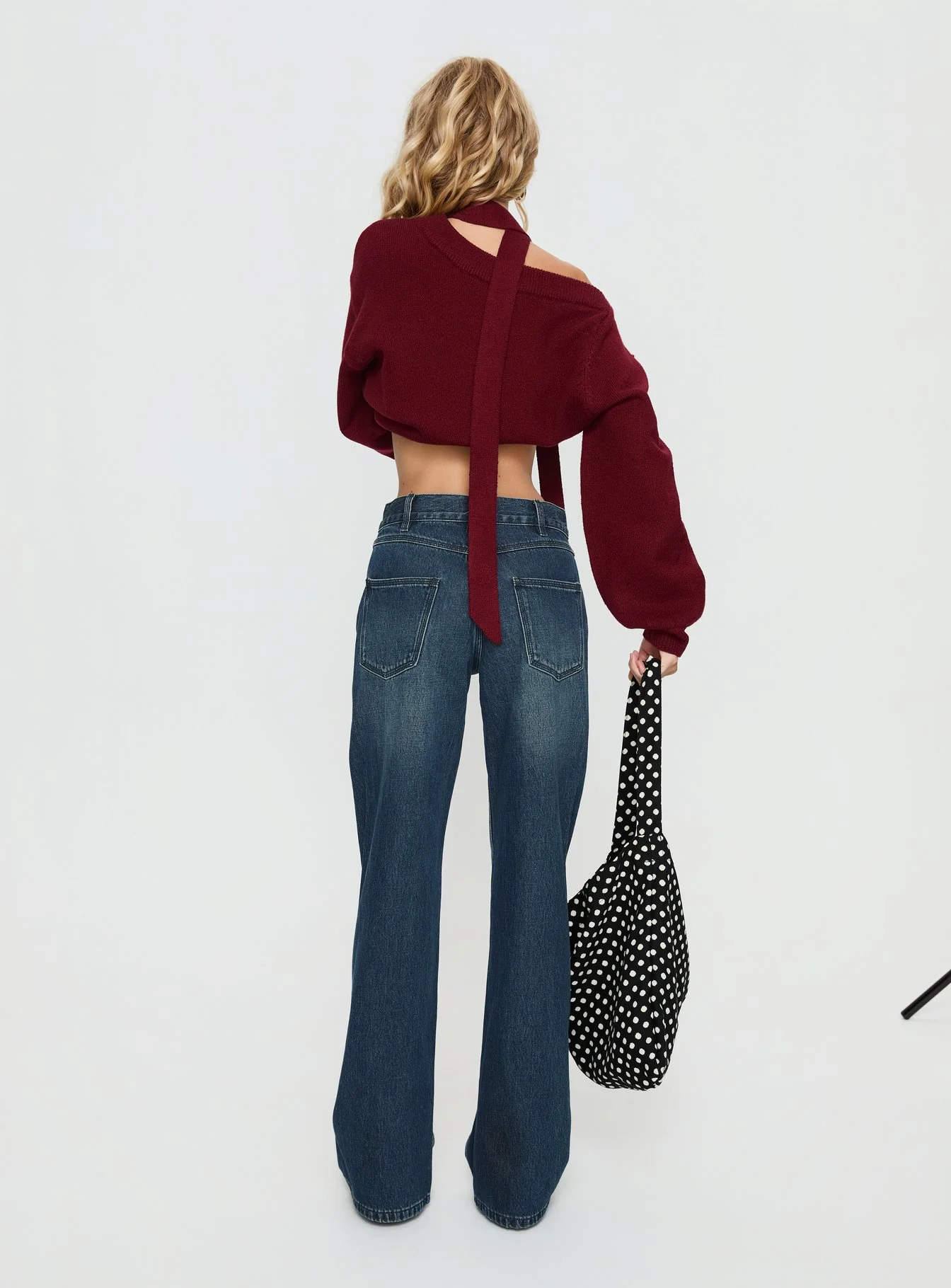 Kellsie High Rise Wide Leg Jeans Dark Blue Wash - Image 5