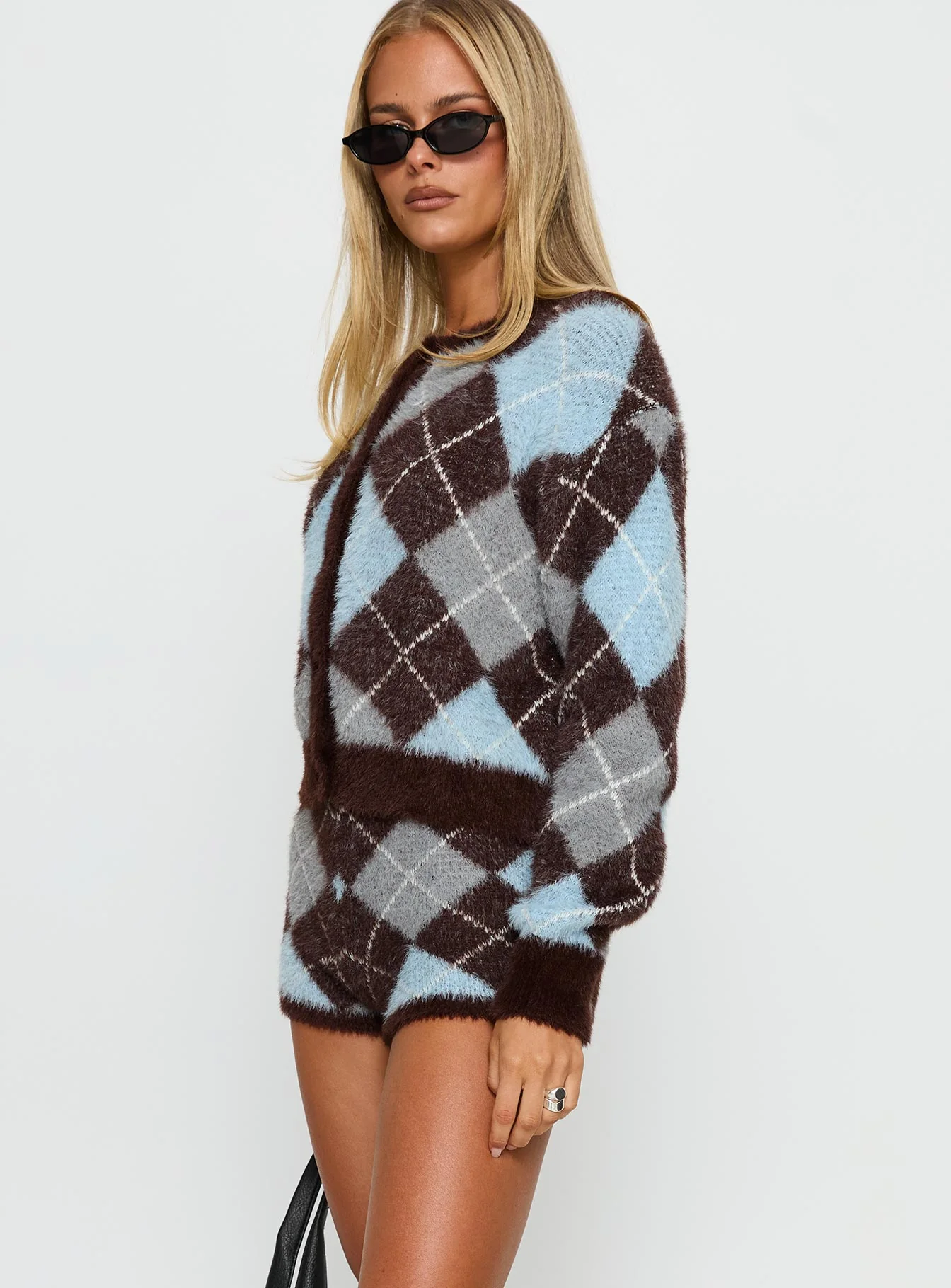 Kenlea Micro Shorts Blue Argyle - Image 4