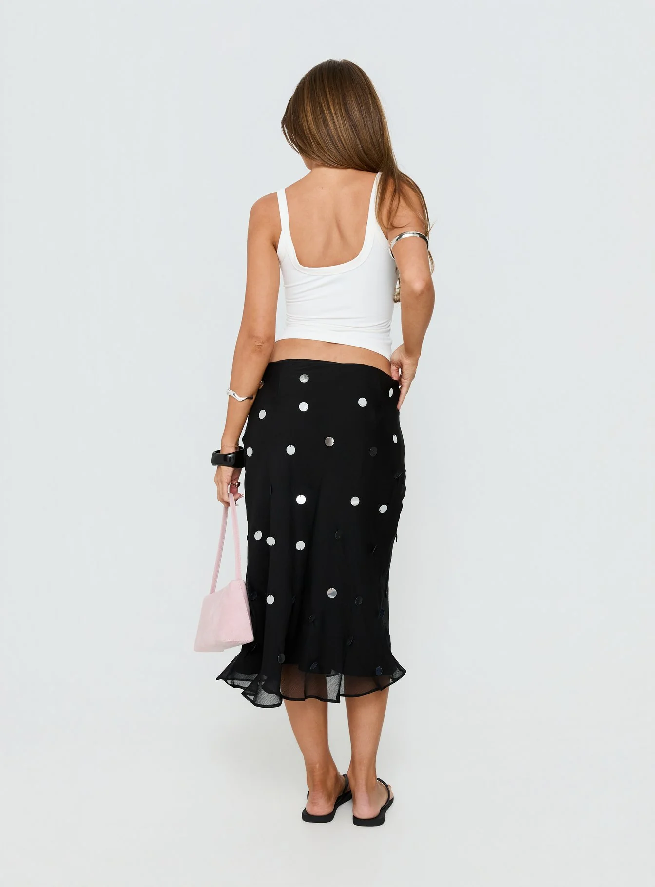Kessiah Sequin Midi Skirt Black - Image 5