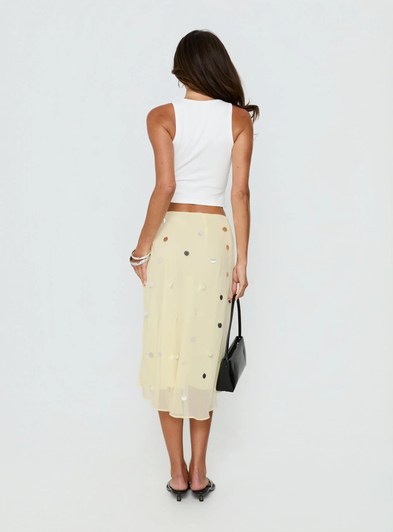 Kessiah Sequin Midi Skirt Yellow - Image 5
