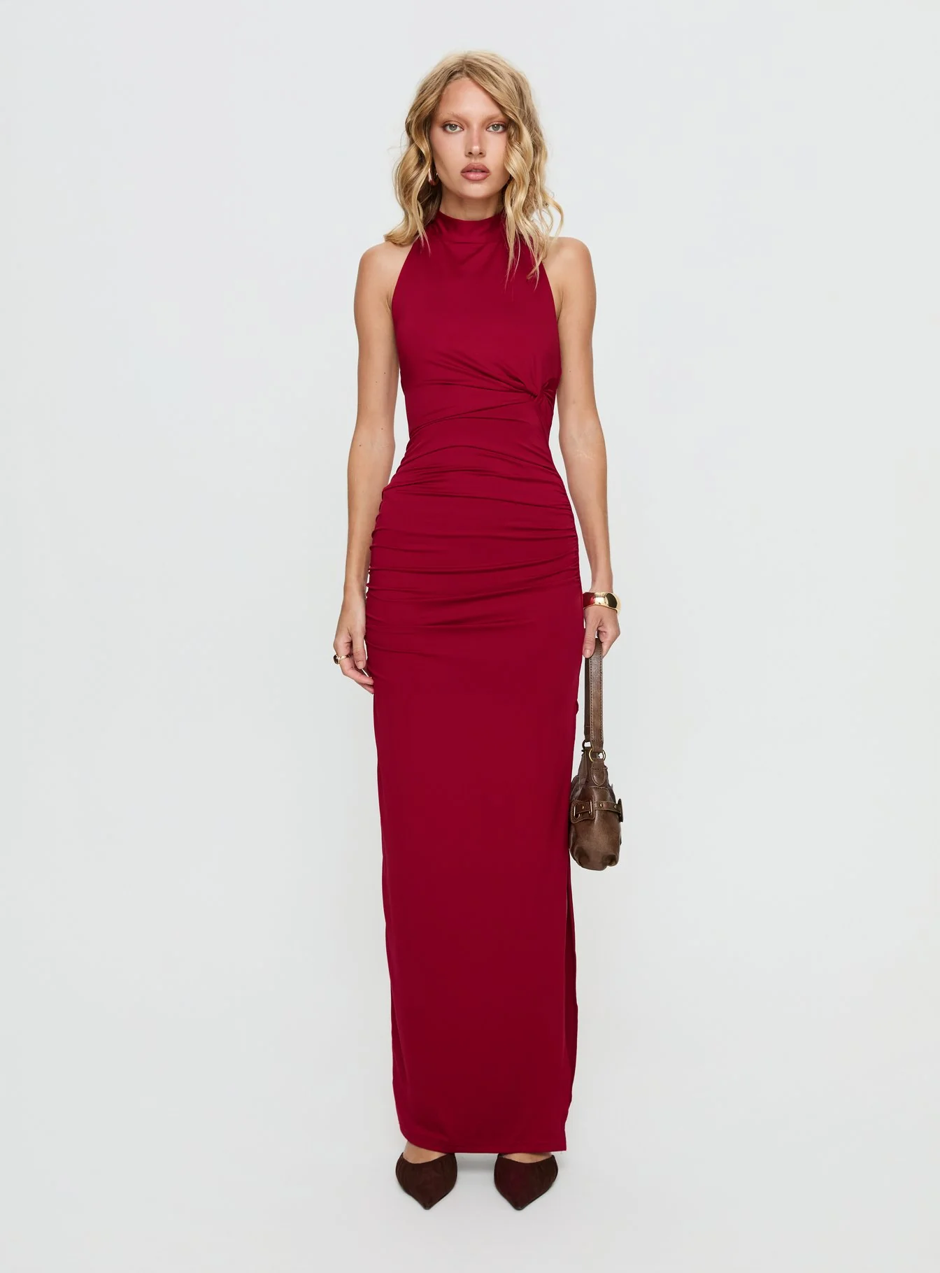 Keysha Halter Maxi Dress Deep Red - Image 6