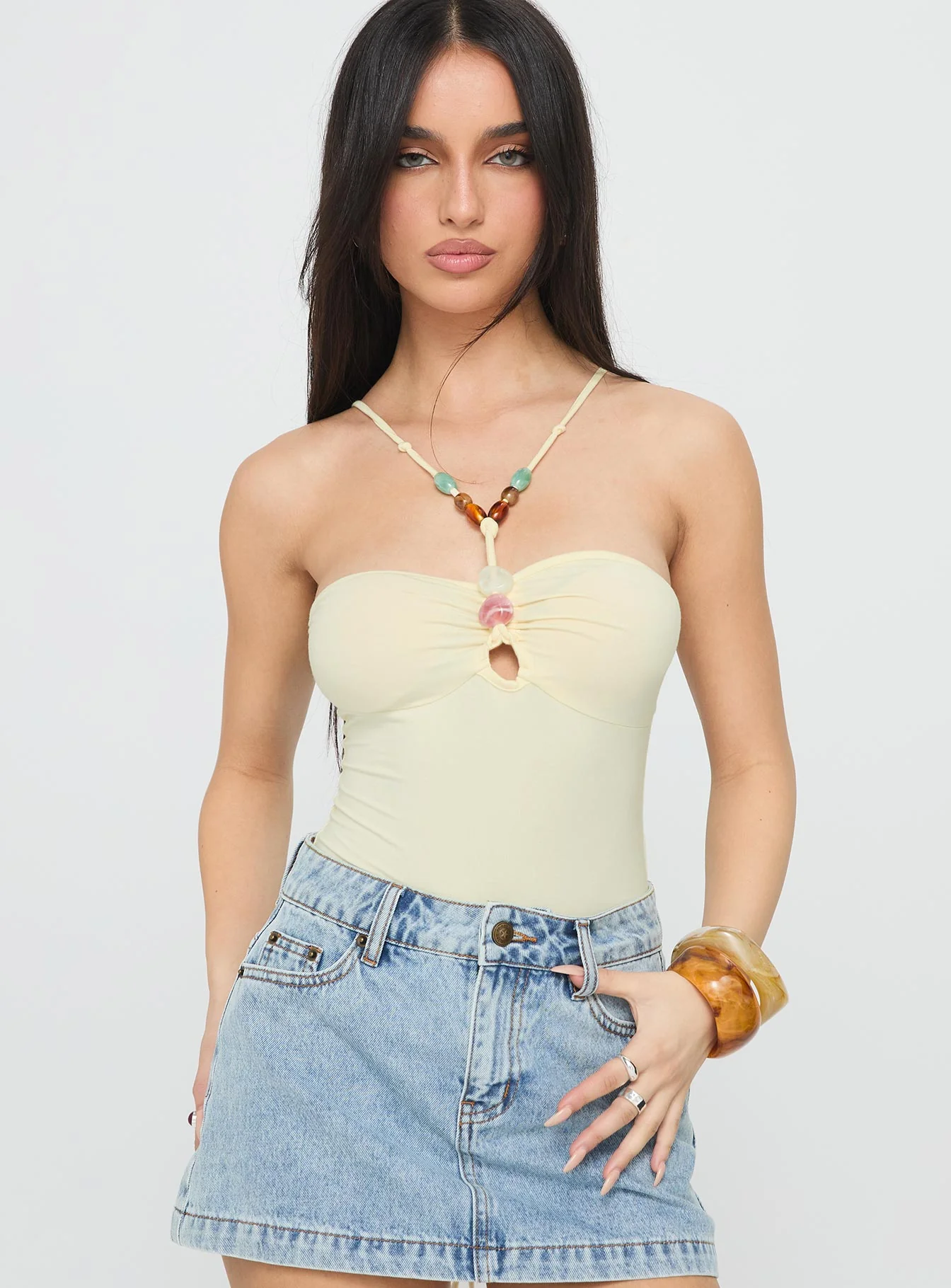Kianu Beaded Bodysuit Lemon - Image 2