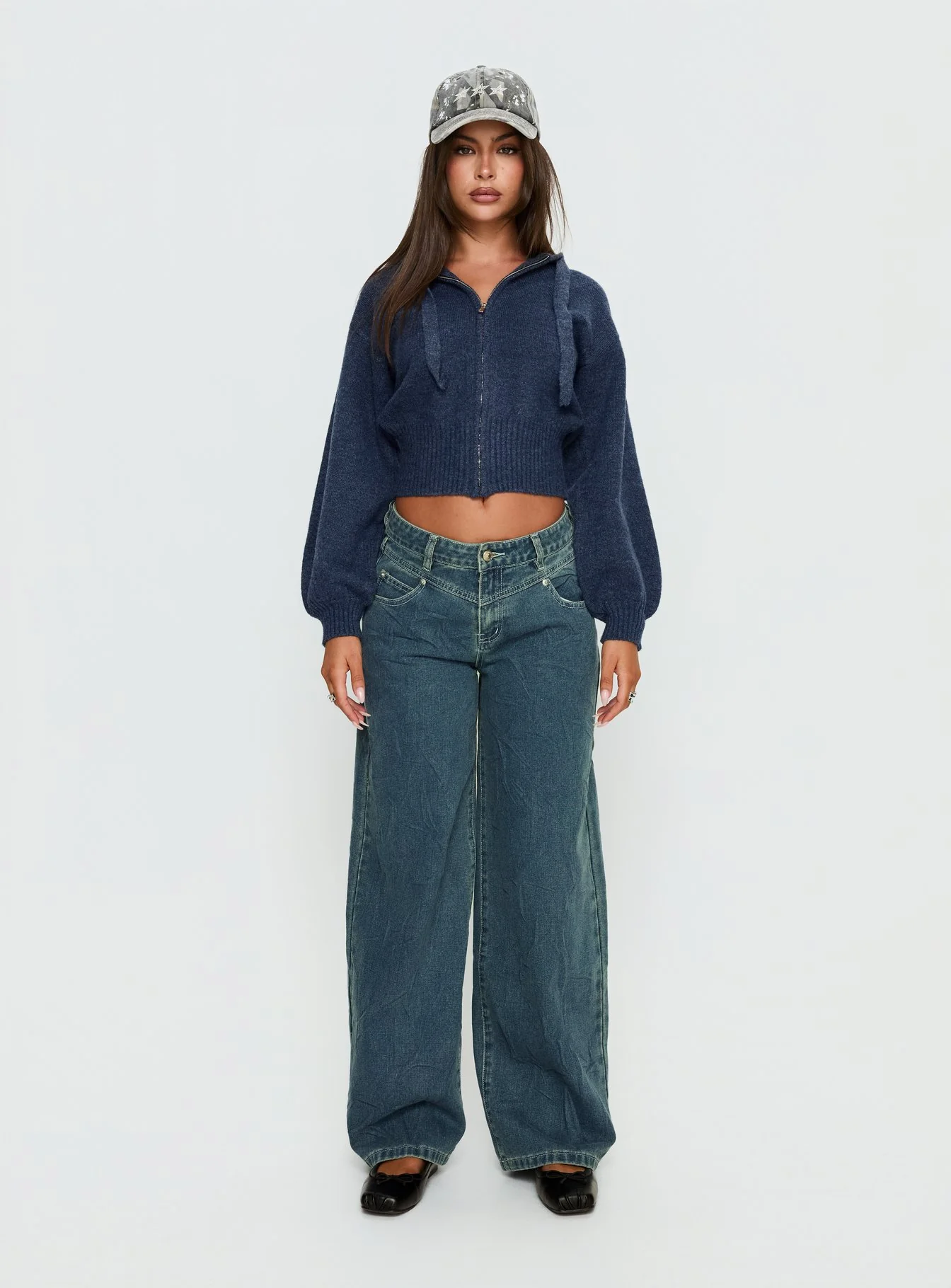 Kieley Zip Through Knit Hoodie Navy - Image 7