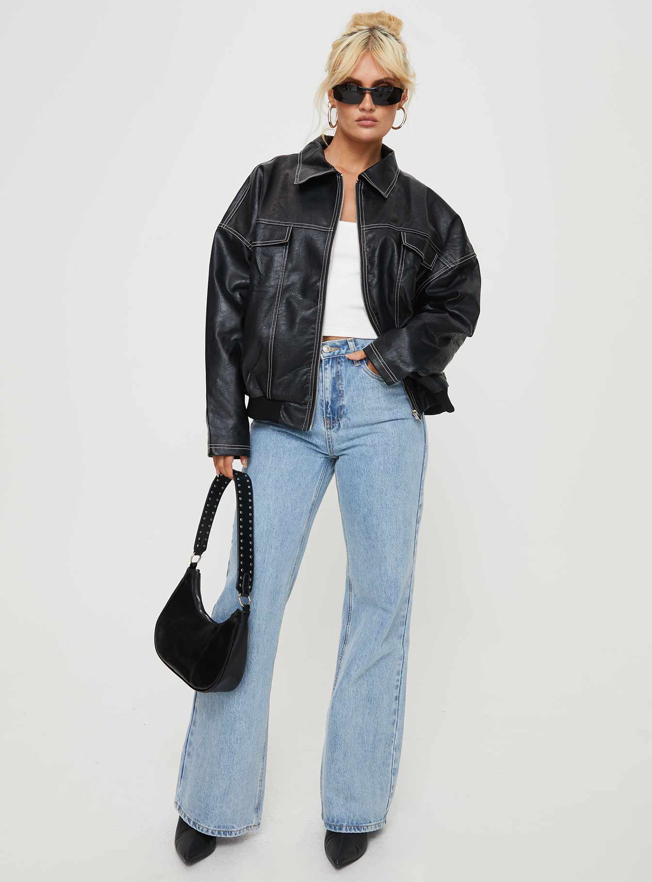 Kingsley Contrast Stitch Pu Jacket Black - Image 2