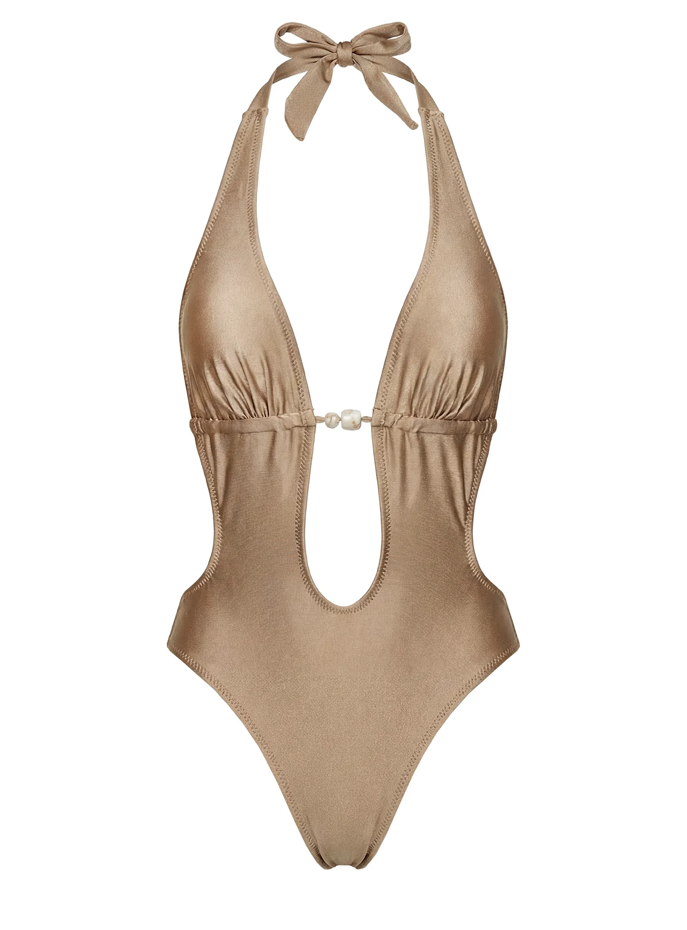 Kirrie Halter Cut Out One Piece Gold - Image 5