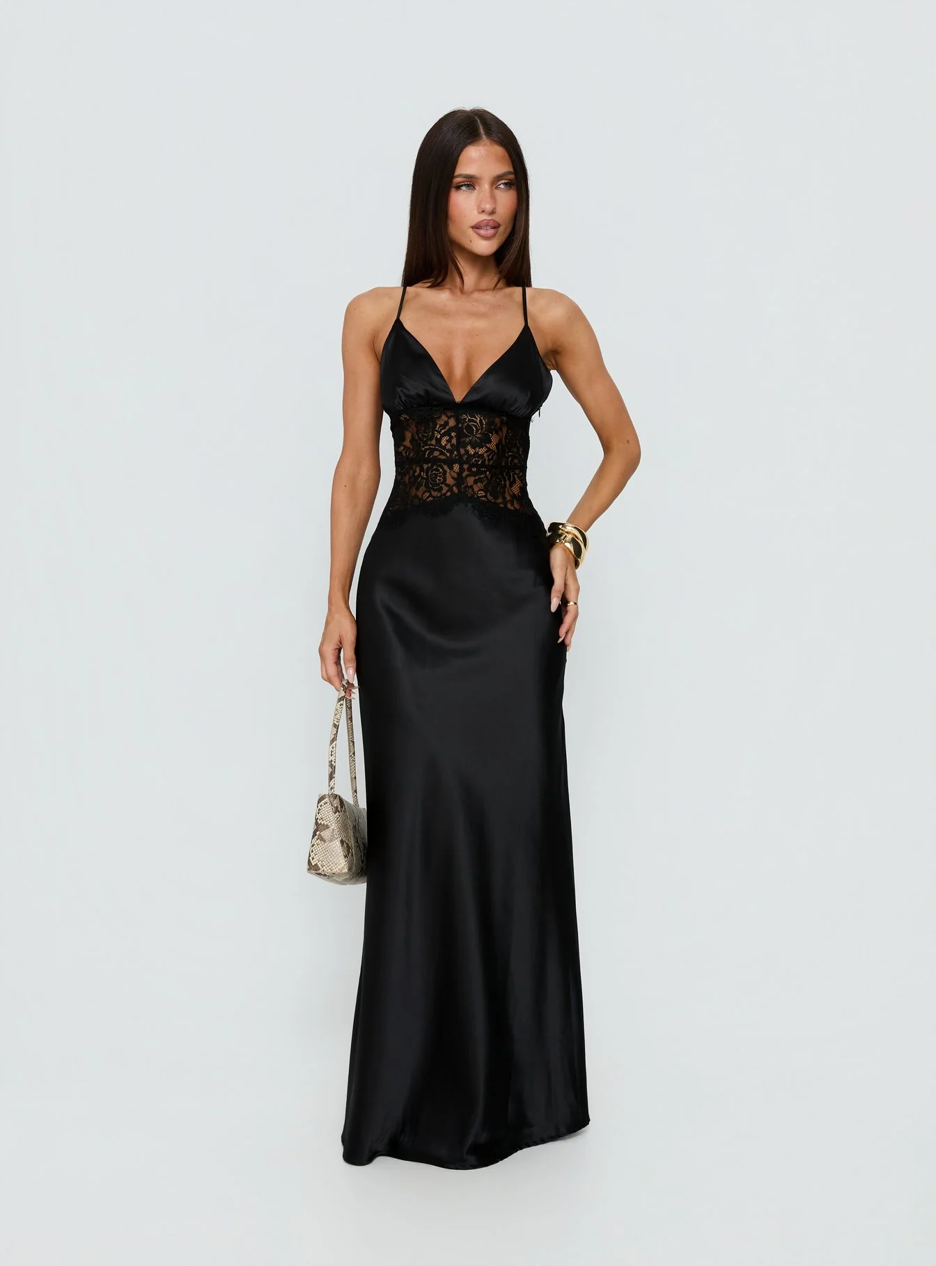 Klairee Lace Maxi Dress Black - Image 3