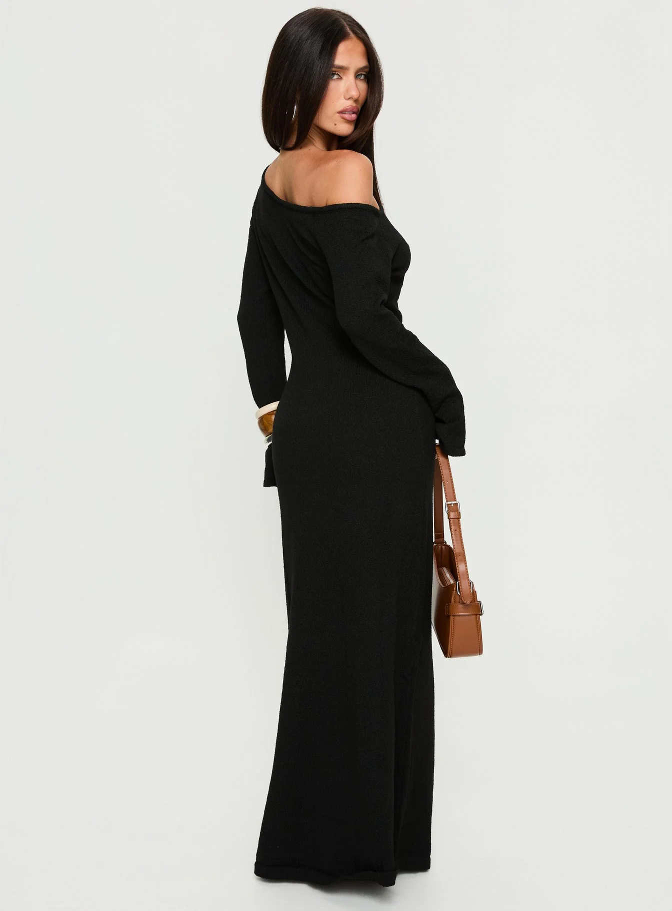 Kloey Long Sleeve Knit Maxi Dress Black - Image 5