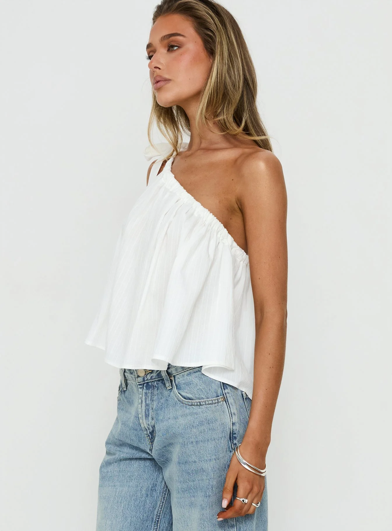 Klyne One Shoulder Top White - Image 4