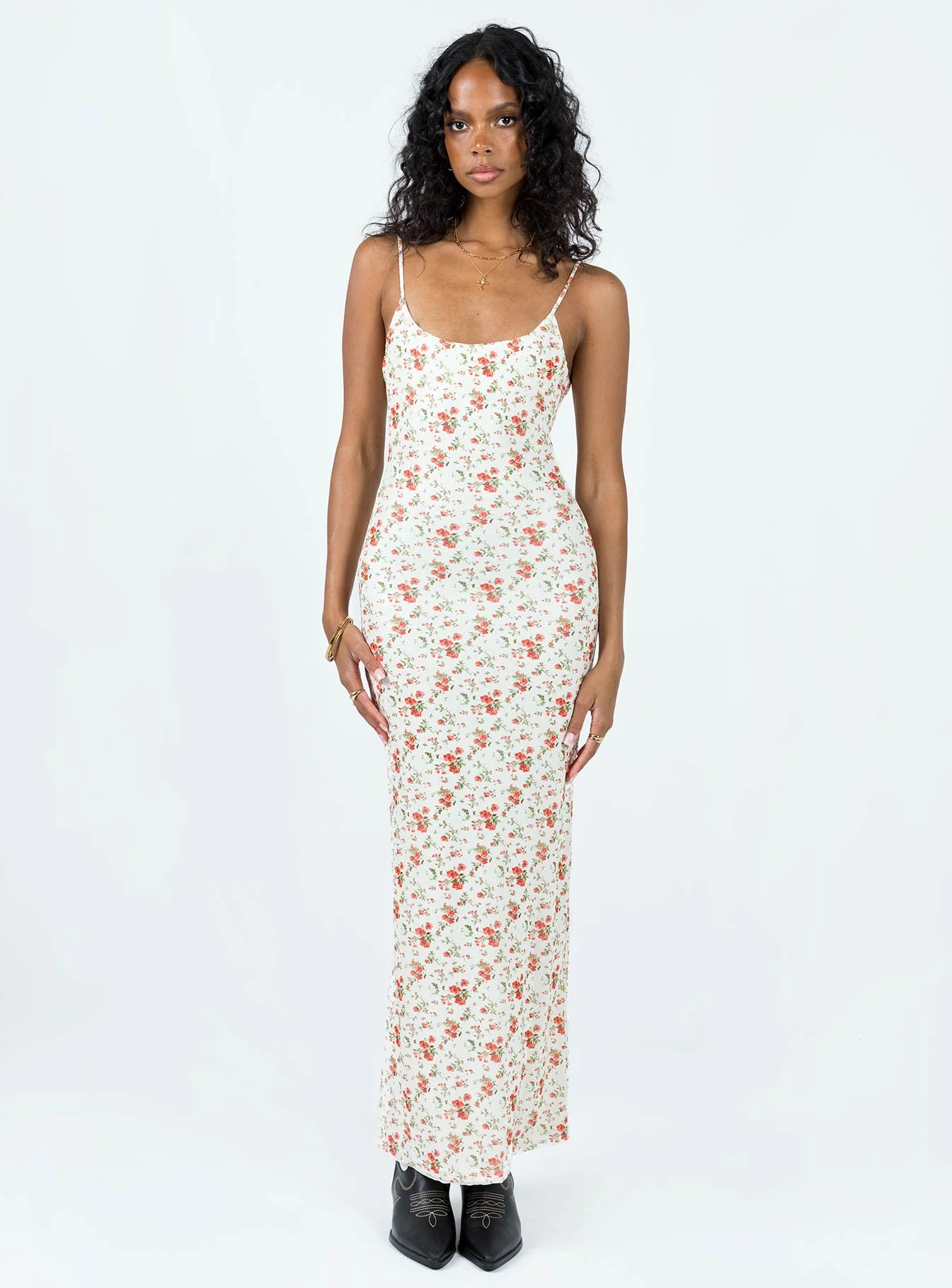 Knox Maxi Dress Beige Floral - Image 3