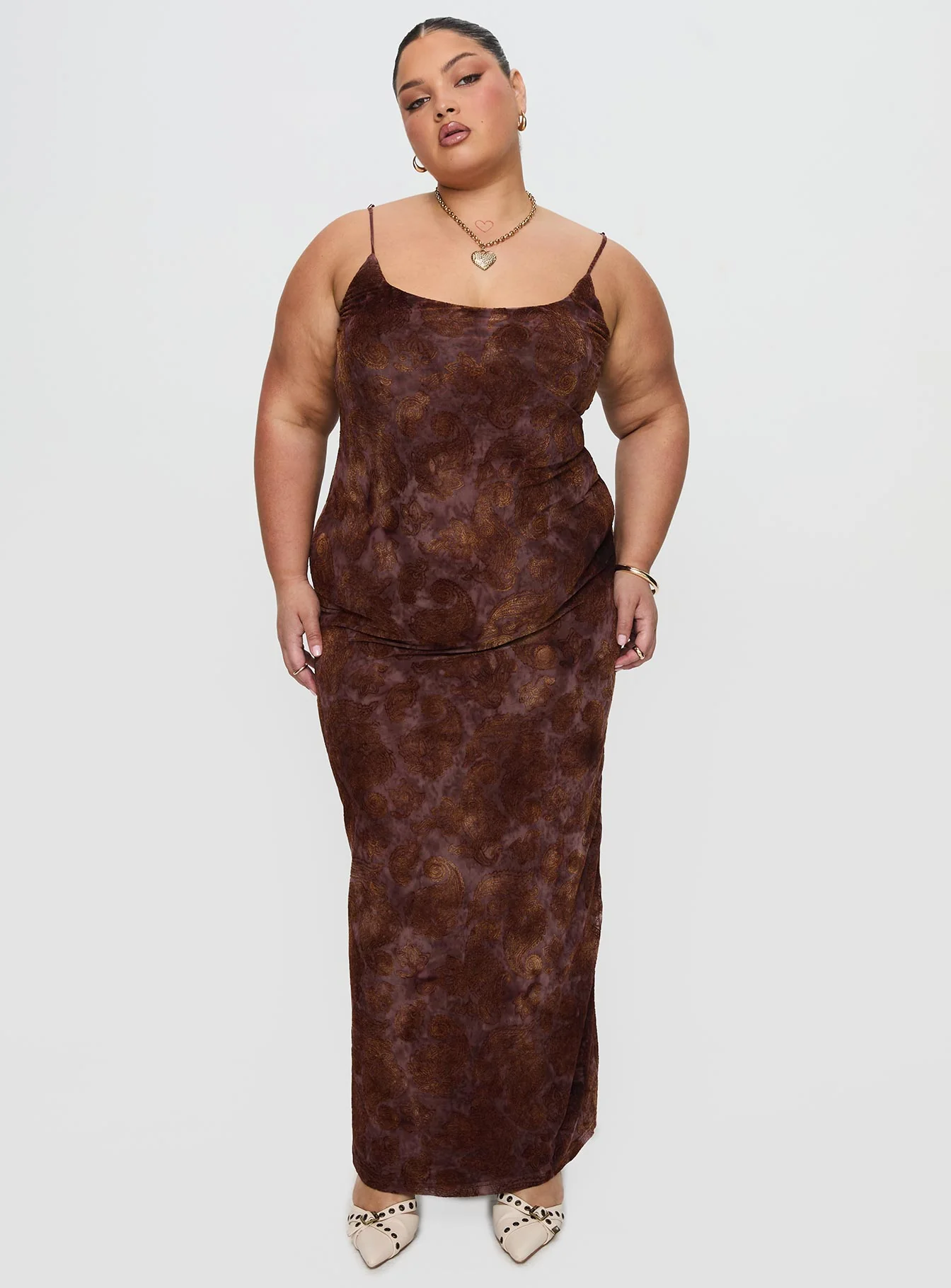 Knox Maxi Dress Chocolate Paisley Curve - Image 2