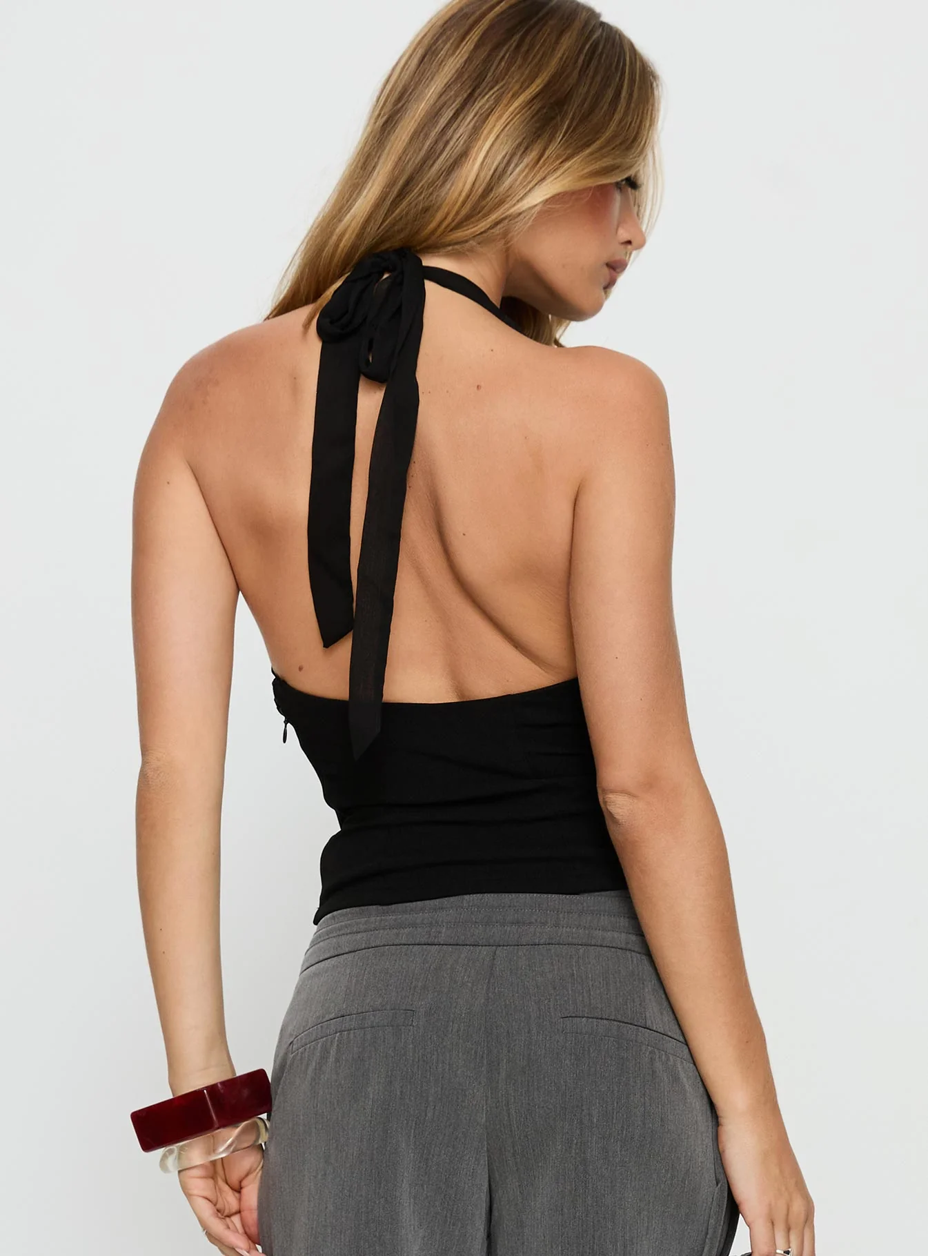 Korienna Halter Chiffon Top Black - Image 5