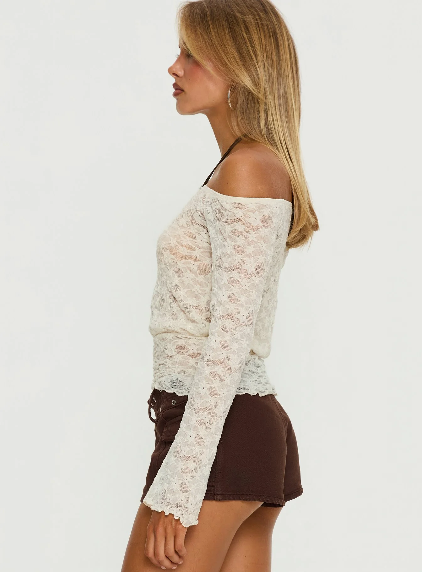 Korrine Off Shoulder Lace Top Cream - Image 4
