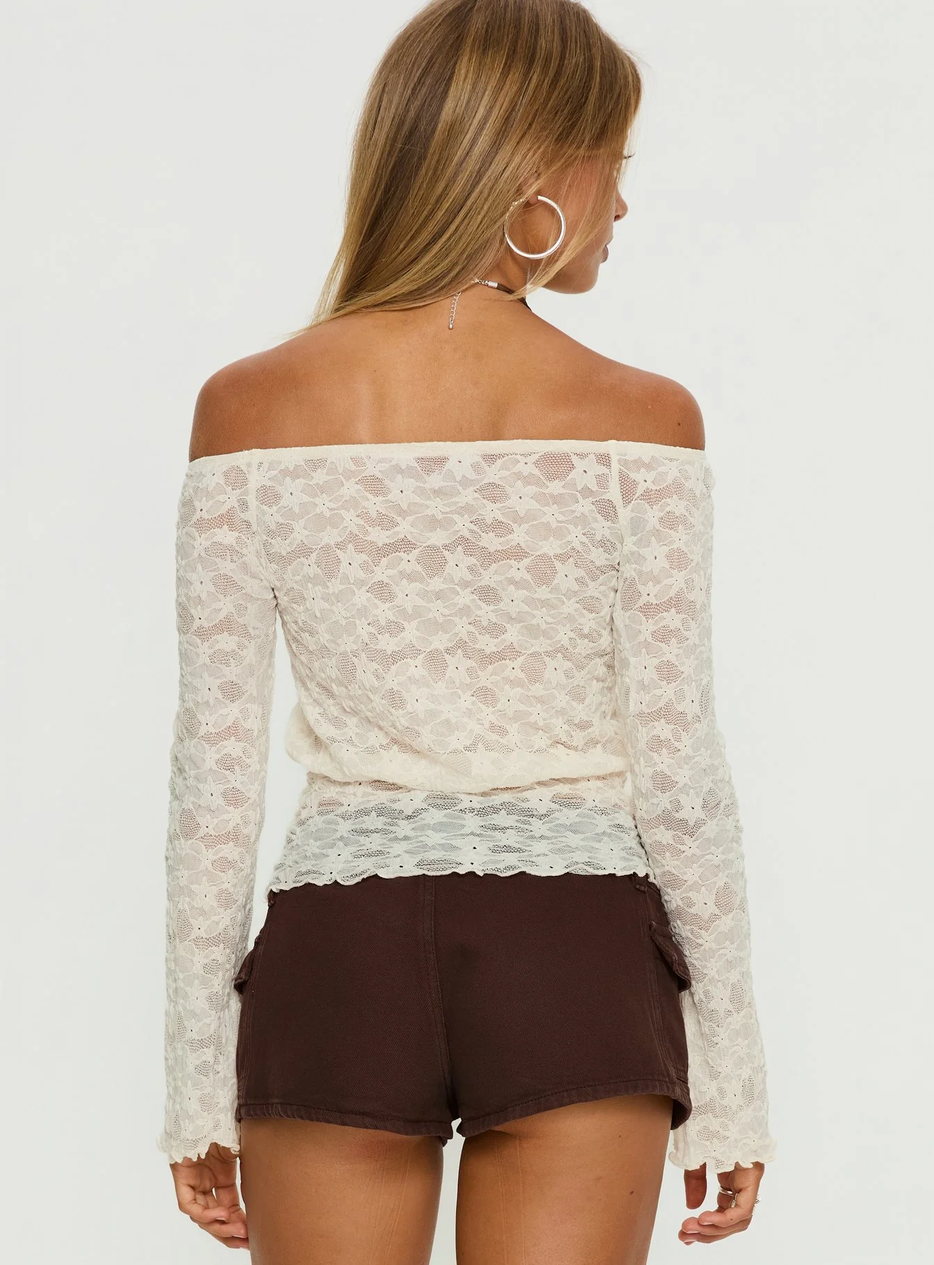 Korrine Off Shoulder Lace Top Cream - Image 5