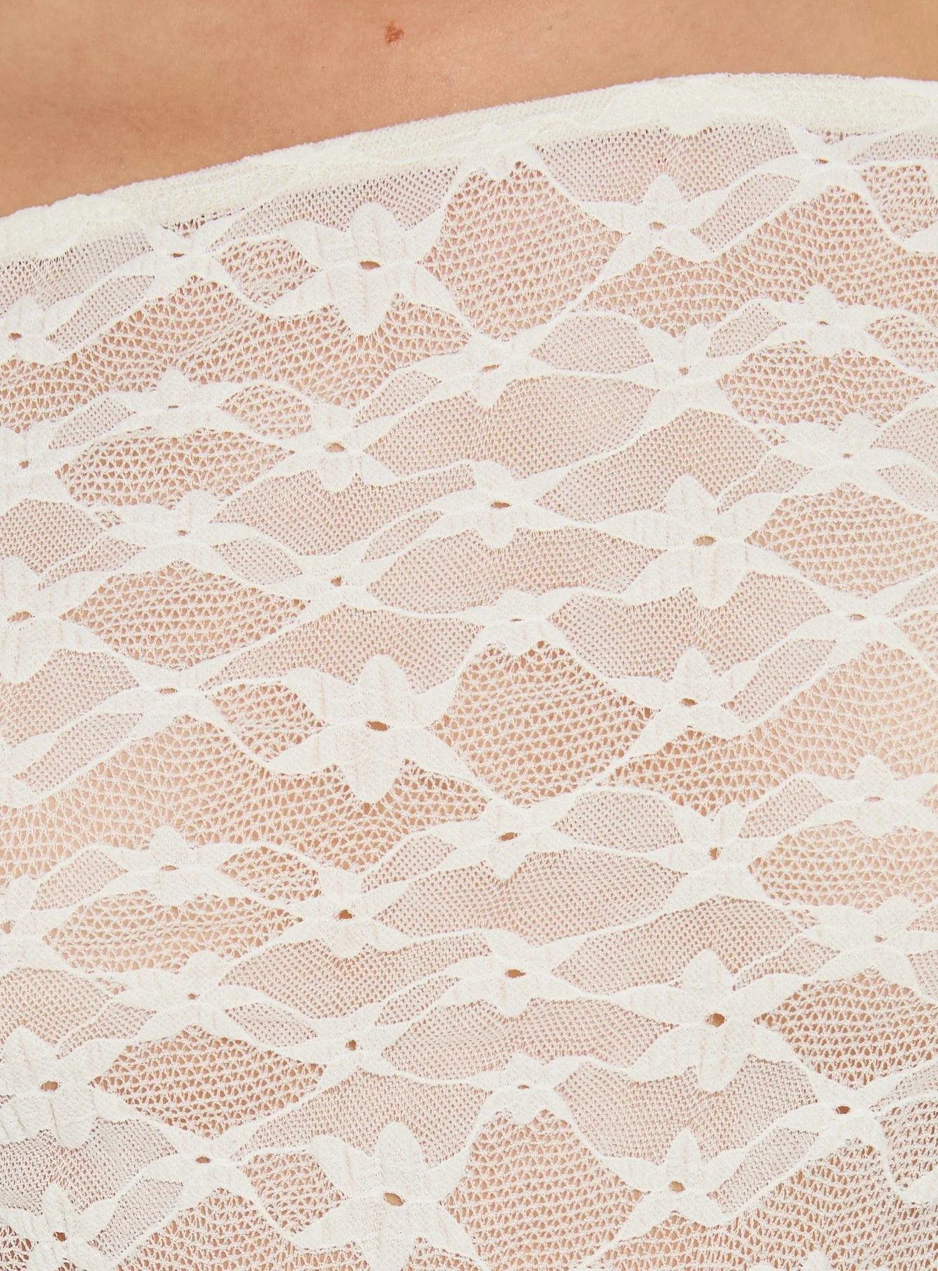 Korrine Off Shoulder Short Sleeve Lace Top Cream - Image 6