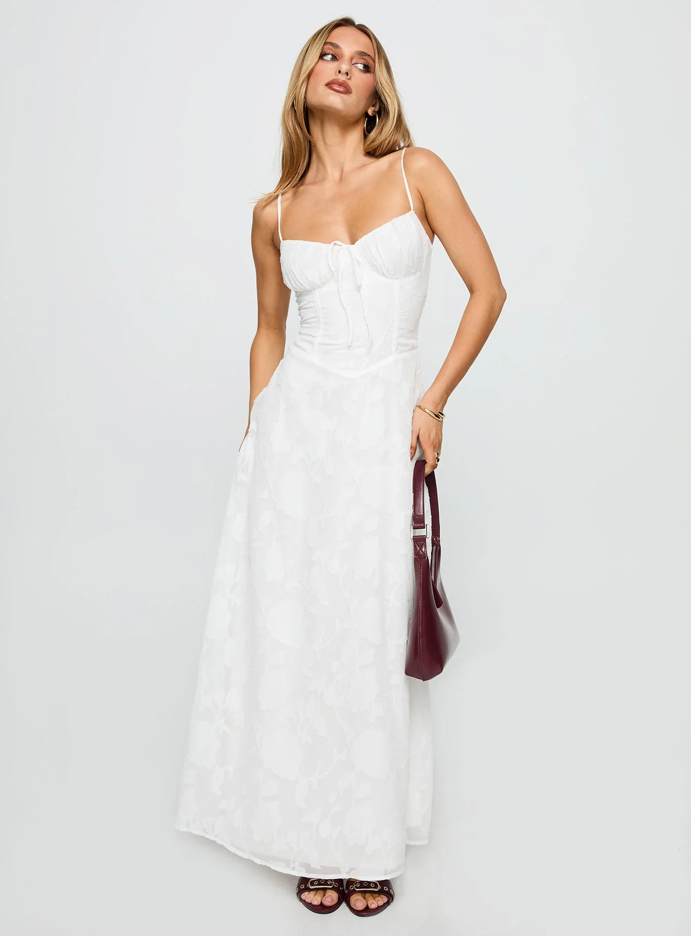 Members Only Maxi Dress White Burnout - Image 3