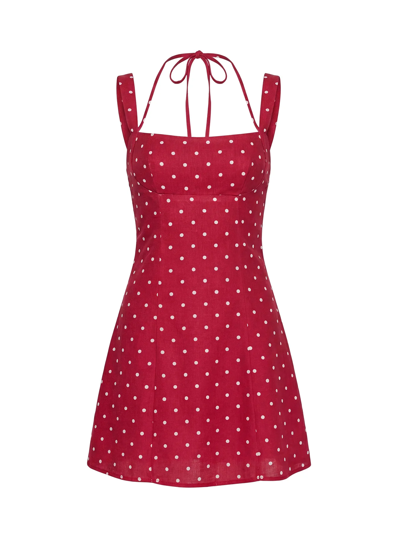 Kourtnae Halter Mini Dress Red Polka Dot - Image 9