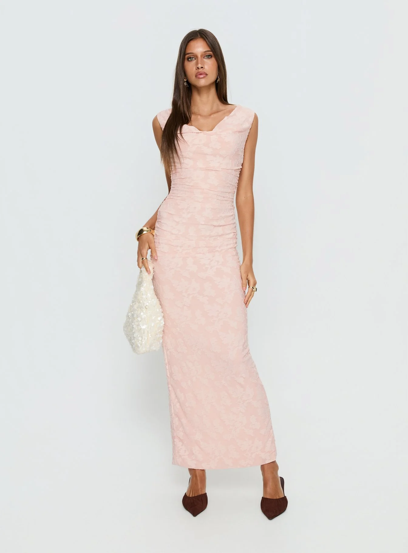 Kristeen Cowl Neck Maxi Dress Blush Pink - Image 2