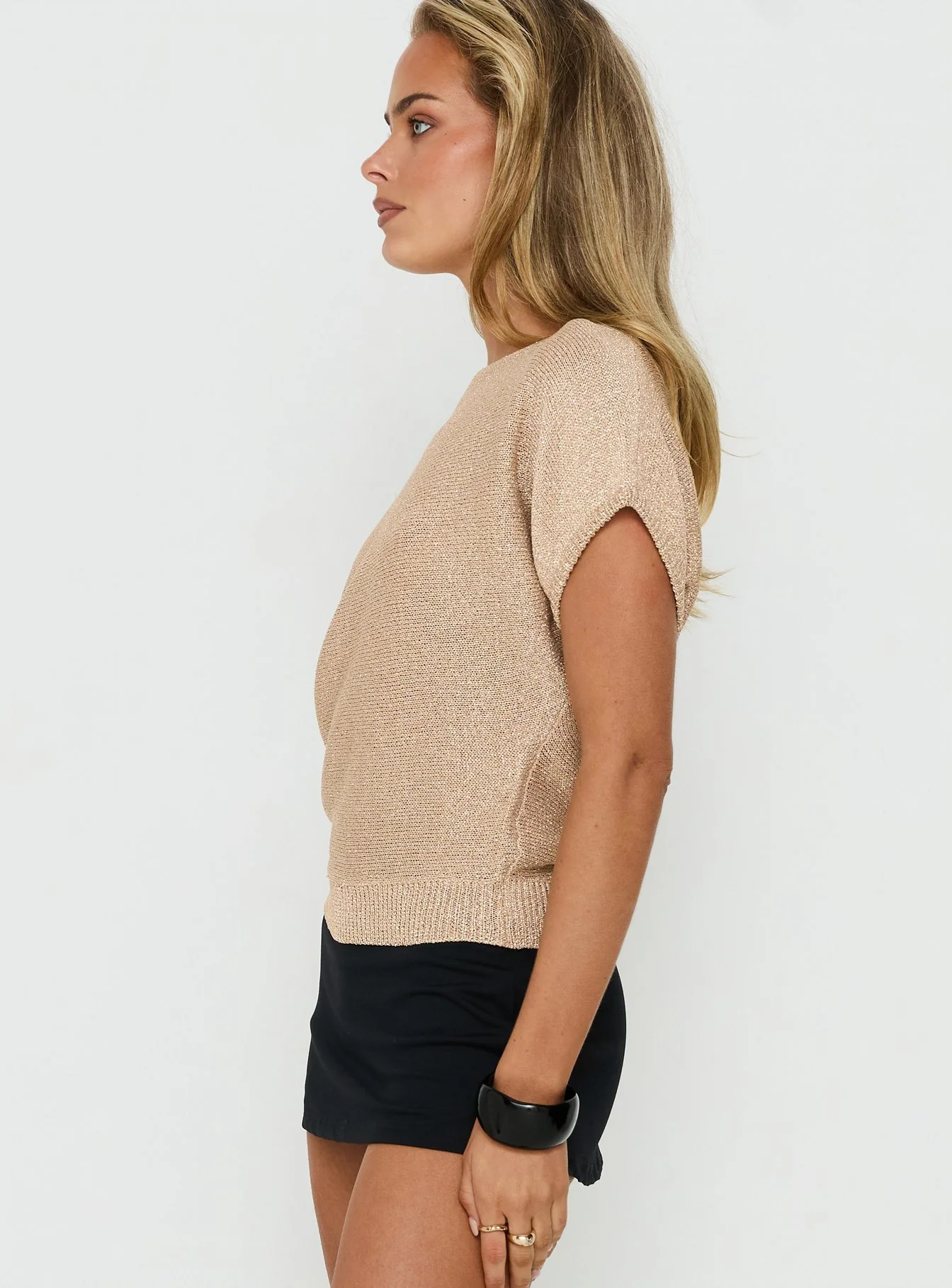 Kysa Off Shoulder Knit Top Gold - Image 4