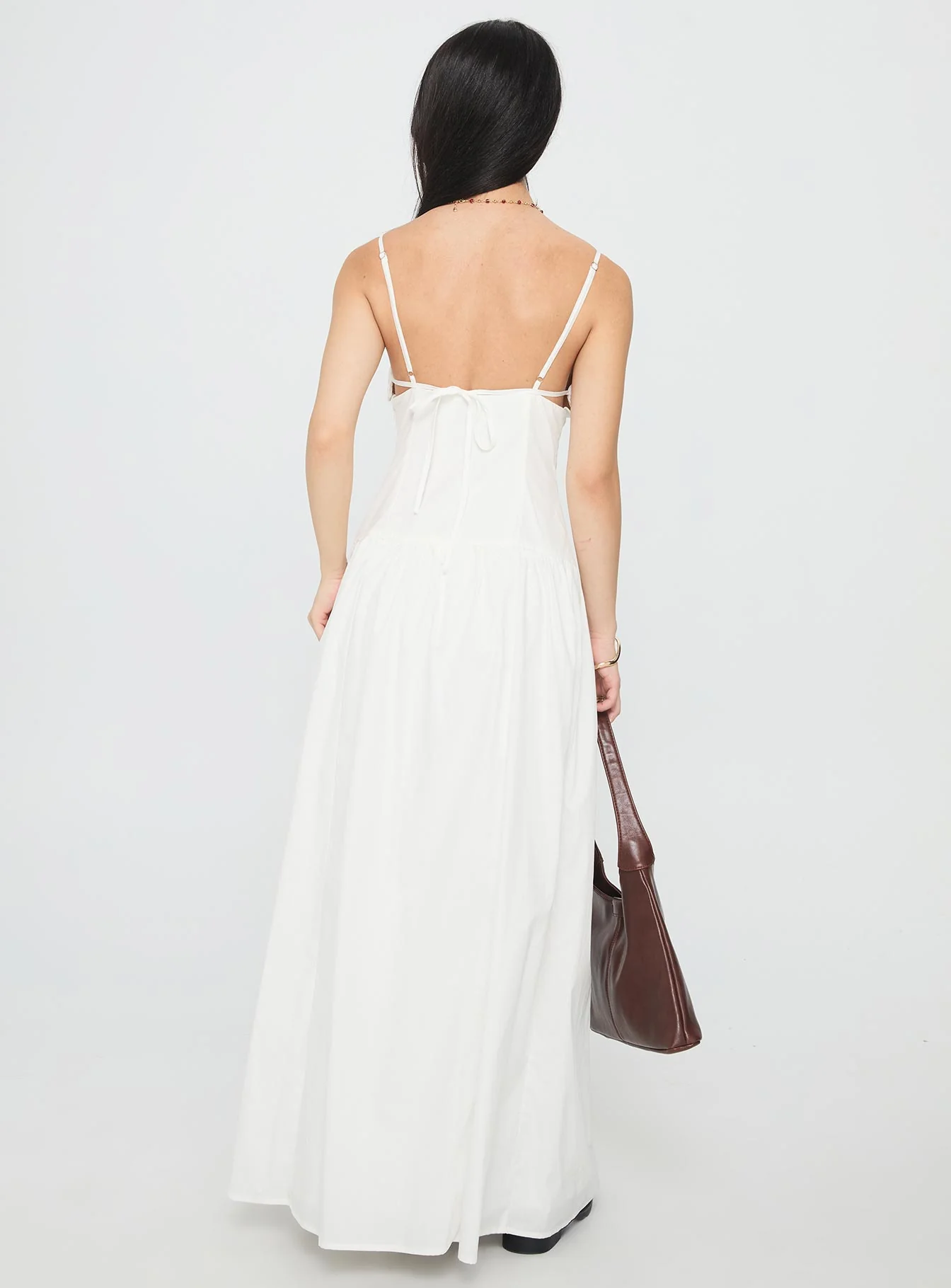Lady Belle Drop Waist Pleat Maxi Dress White - Image 5