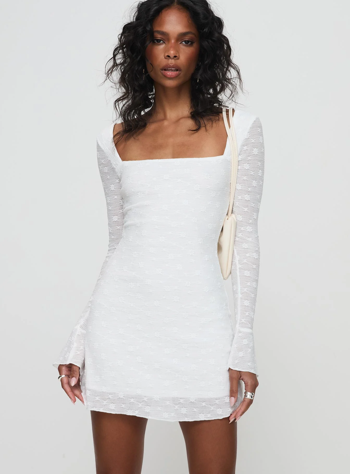 Lanchester Long Sleeve Mini Dress White - Image 2