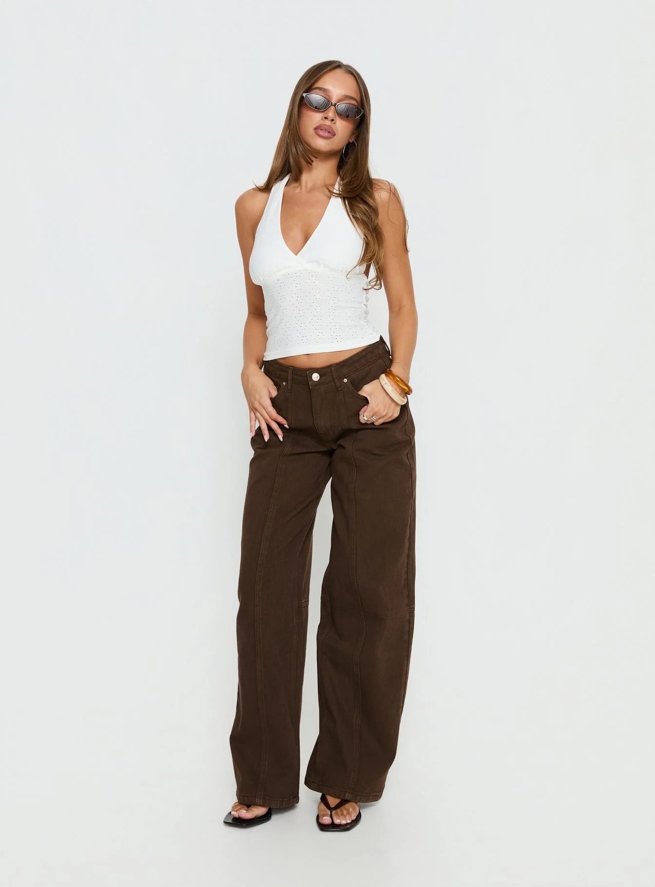 Lando Low Rise Straight Leg Jeans Chocolate - Image 3