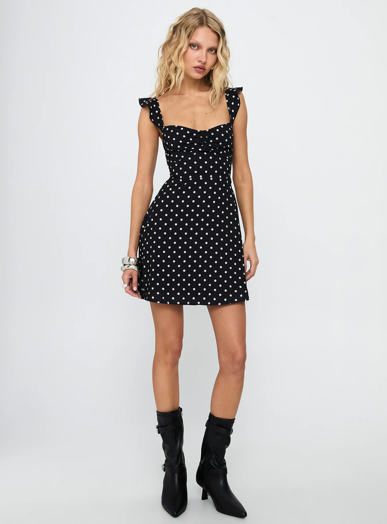 Landon Mini Dress Black / Polka Dot - Image 3