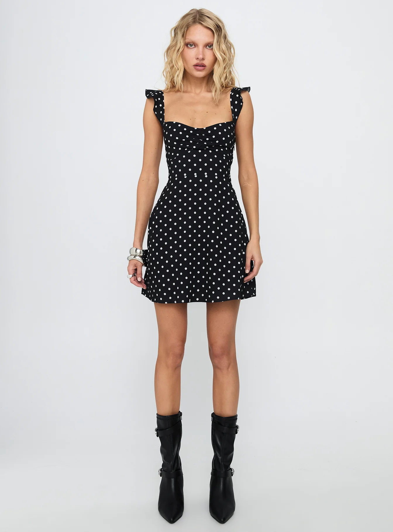 Landon Mini Dress Black / Polka Dot - Image 7