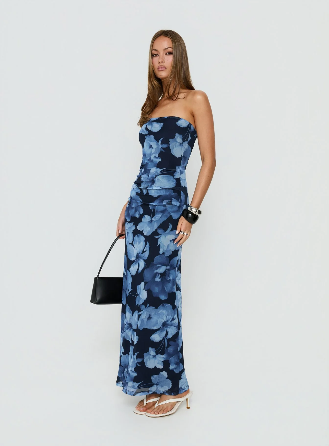 Lanora Strapless Maxi Dress Blue Floral - Image 3