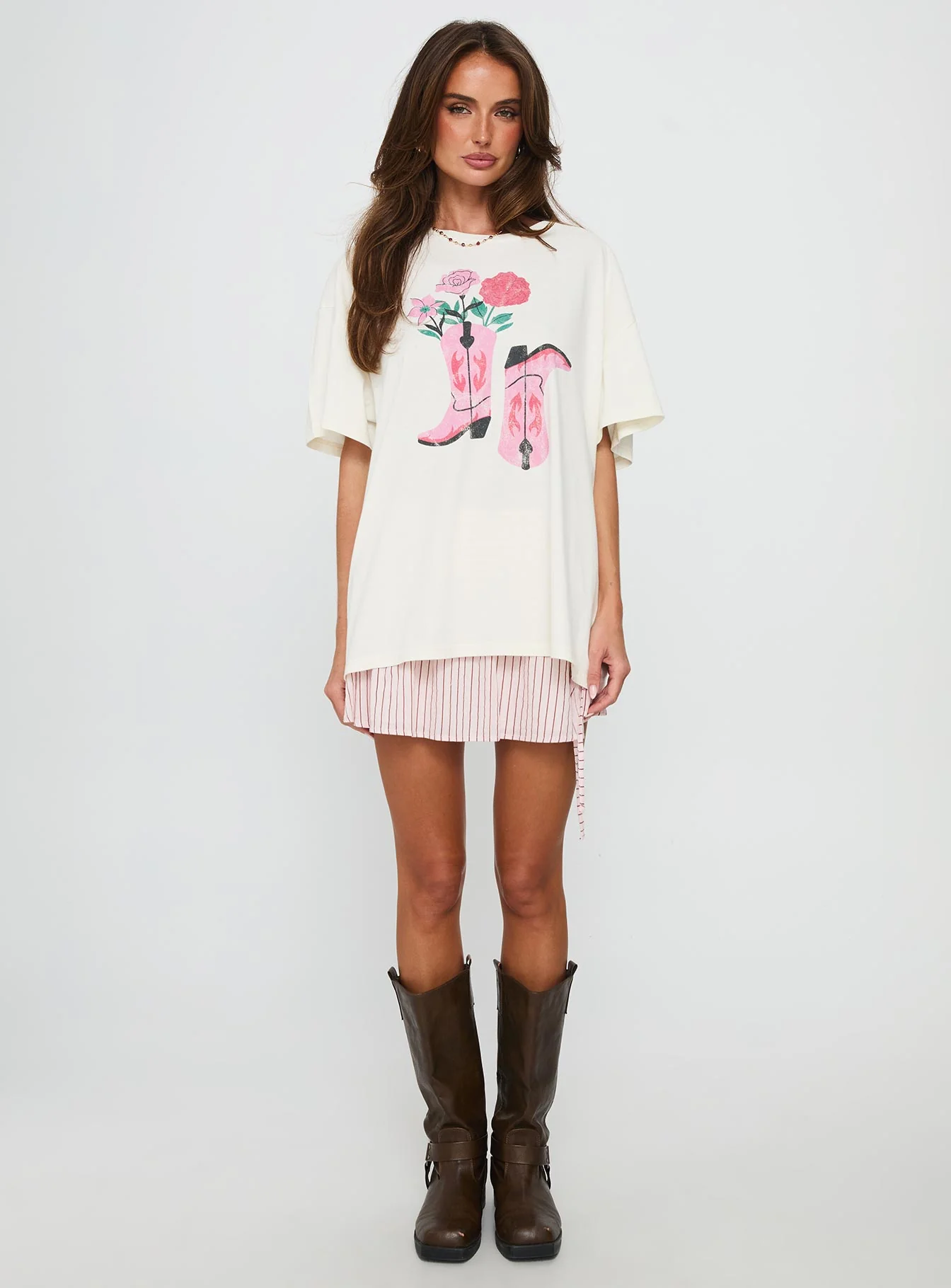Lassie Girl Oversized Graphic Top Cream - Image 6
