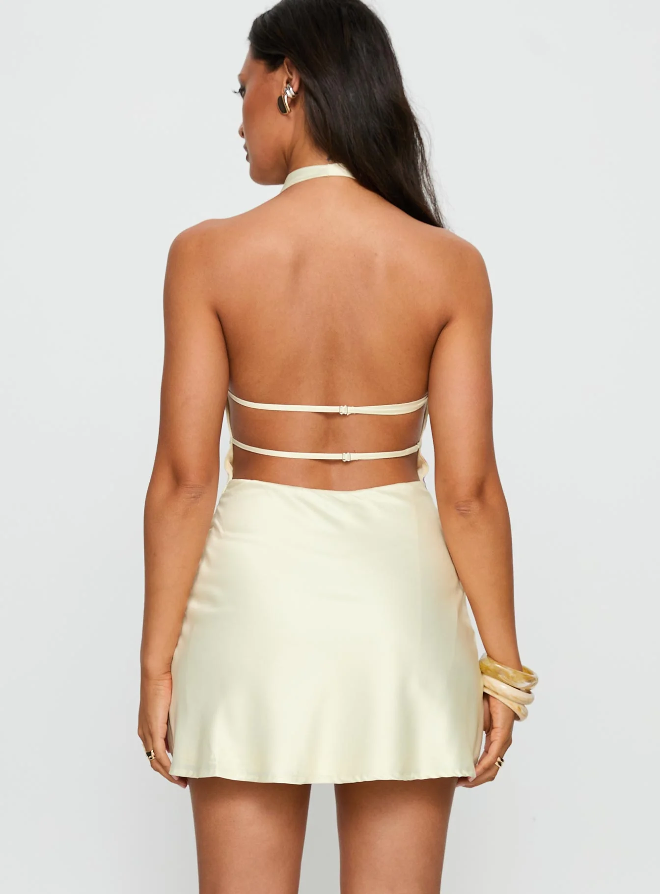 Latifah Halter Cowl Neck Mini Dress Cream Floral - Image 4