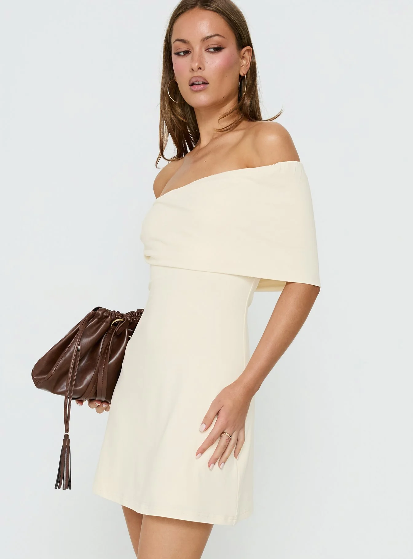 Laurencia One Shoulder Mini Dress Cream - Image 3