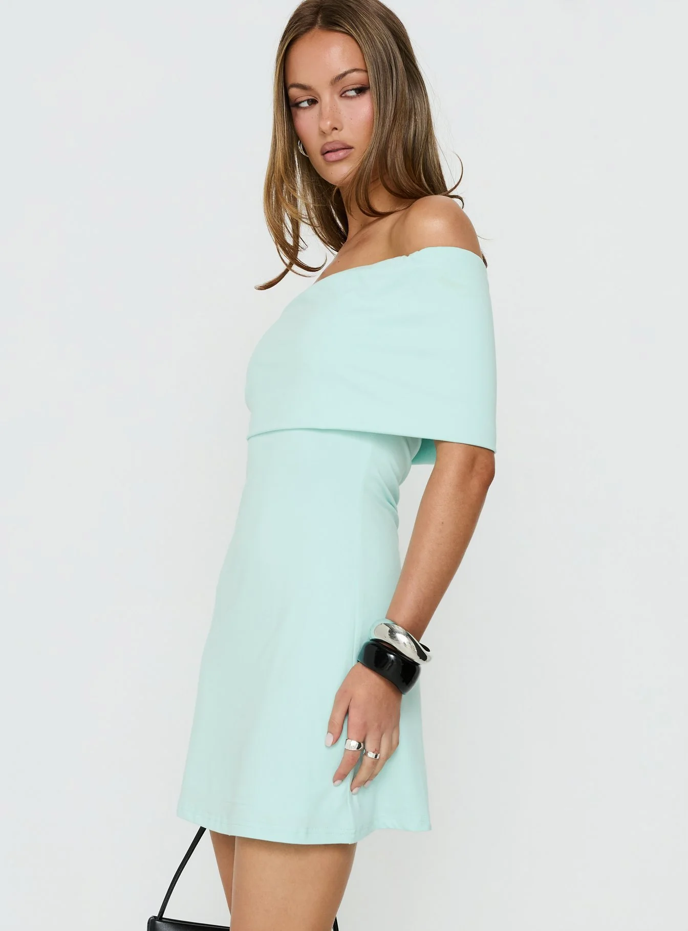 Laurencia One Shoulder Mini Dress Turquoise - Image 3