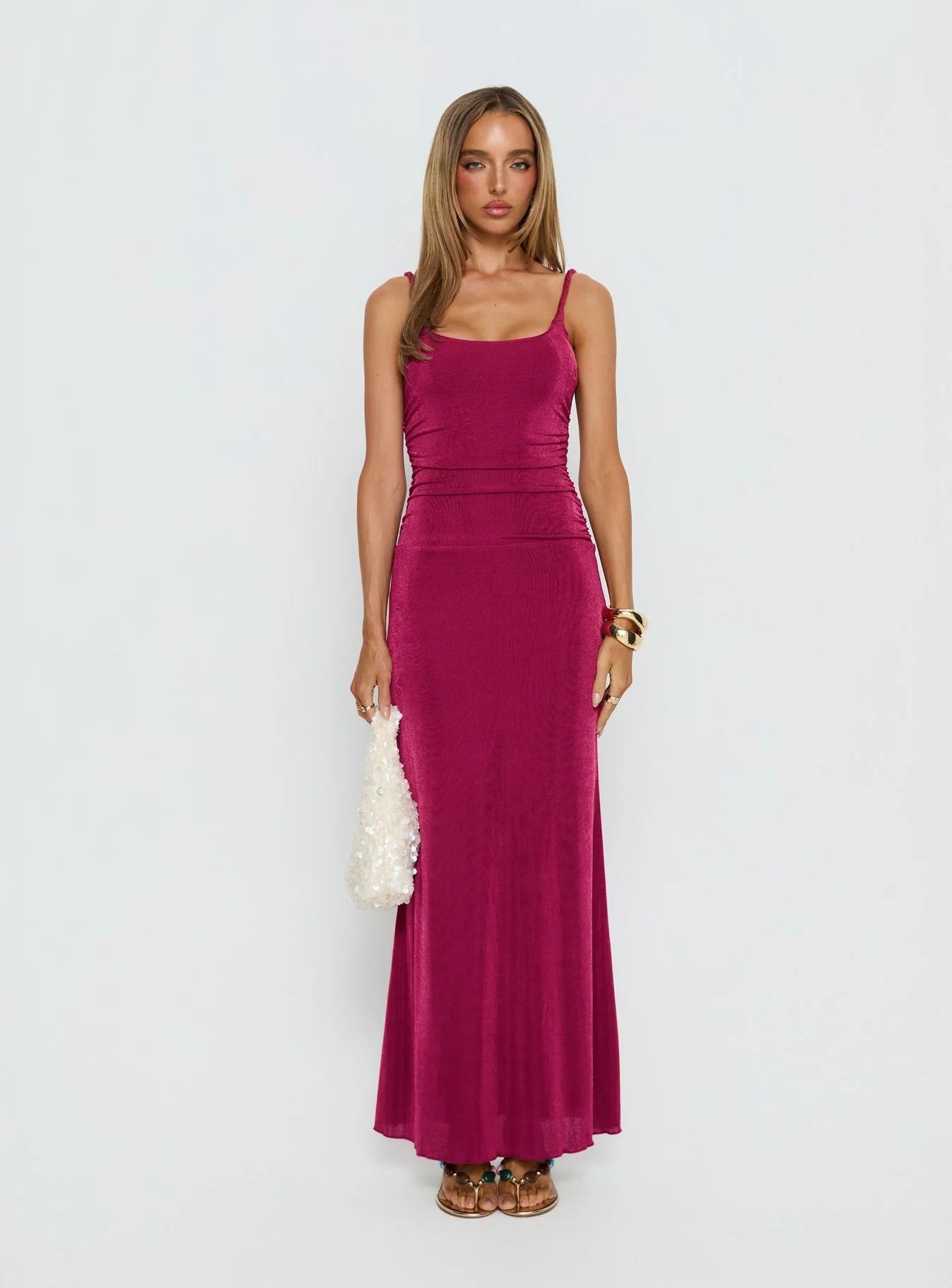 Lavonne Ruched Maxi Dress Plum - Image 6