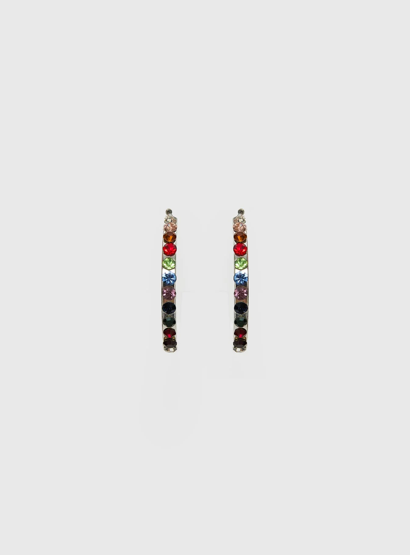 Leanah Gemstone Hoop Earrings Silver - Image 2