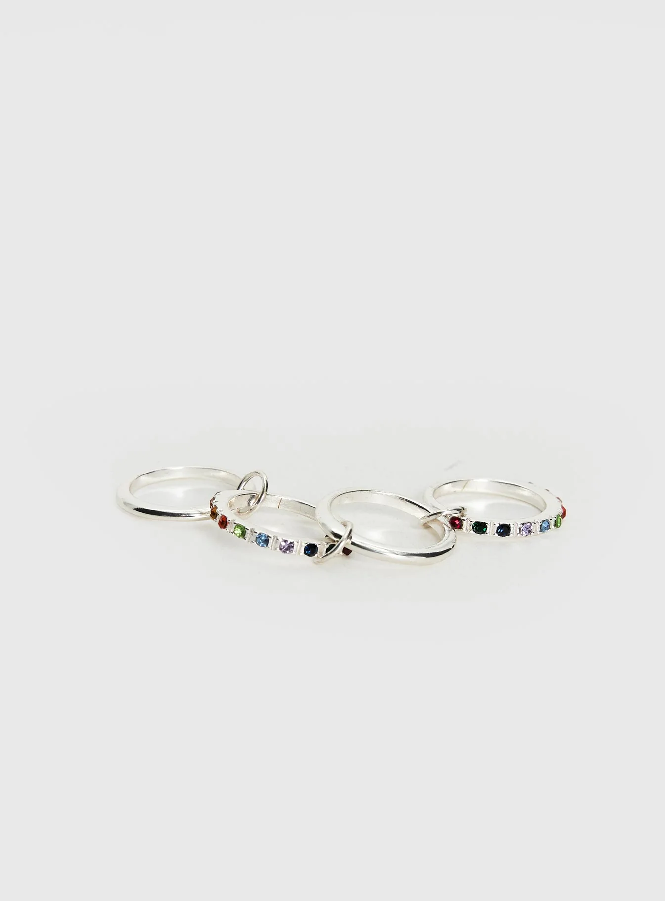 Leanah Stacked Gemstone Ring Silver - Image 3