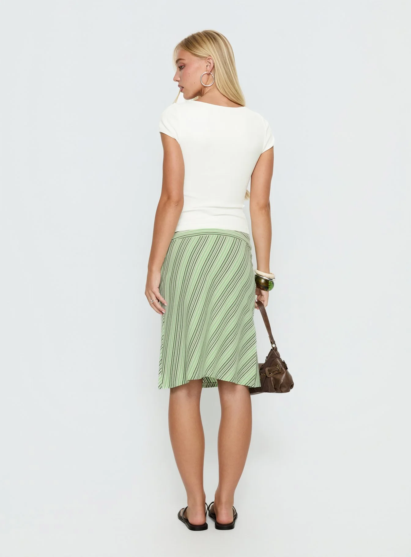 Lemon Twist Midi Skirt Green Stripe - Image 5