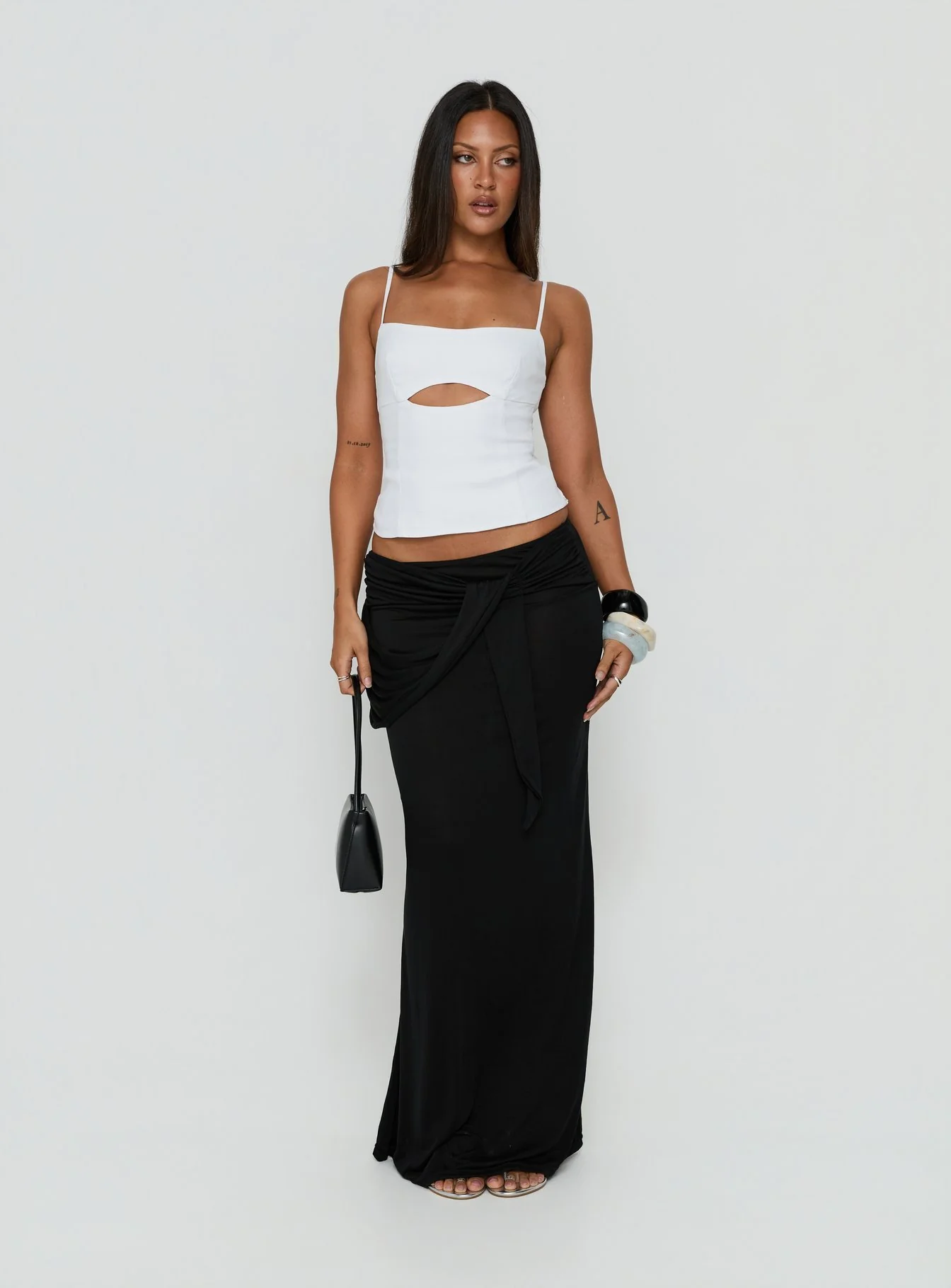 Lenara Cut Out Cami Top White - Image 3