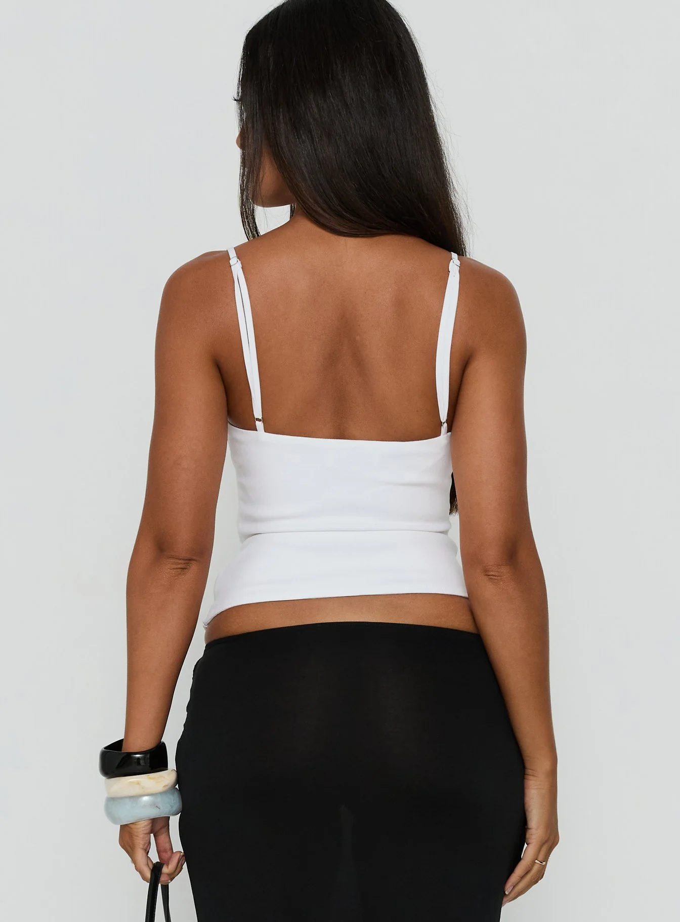 Lenara Cut Out Cami Top White - Image 5