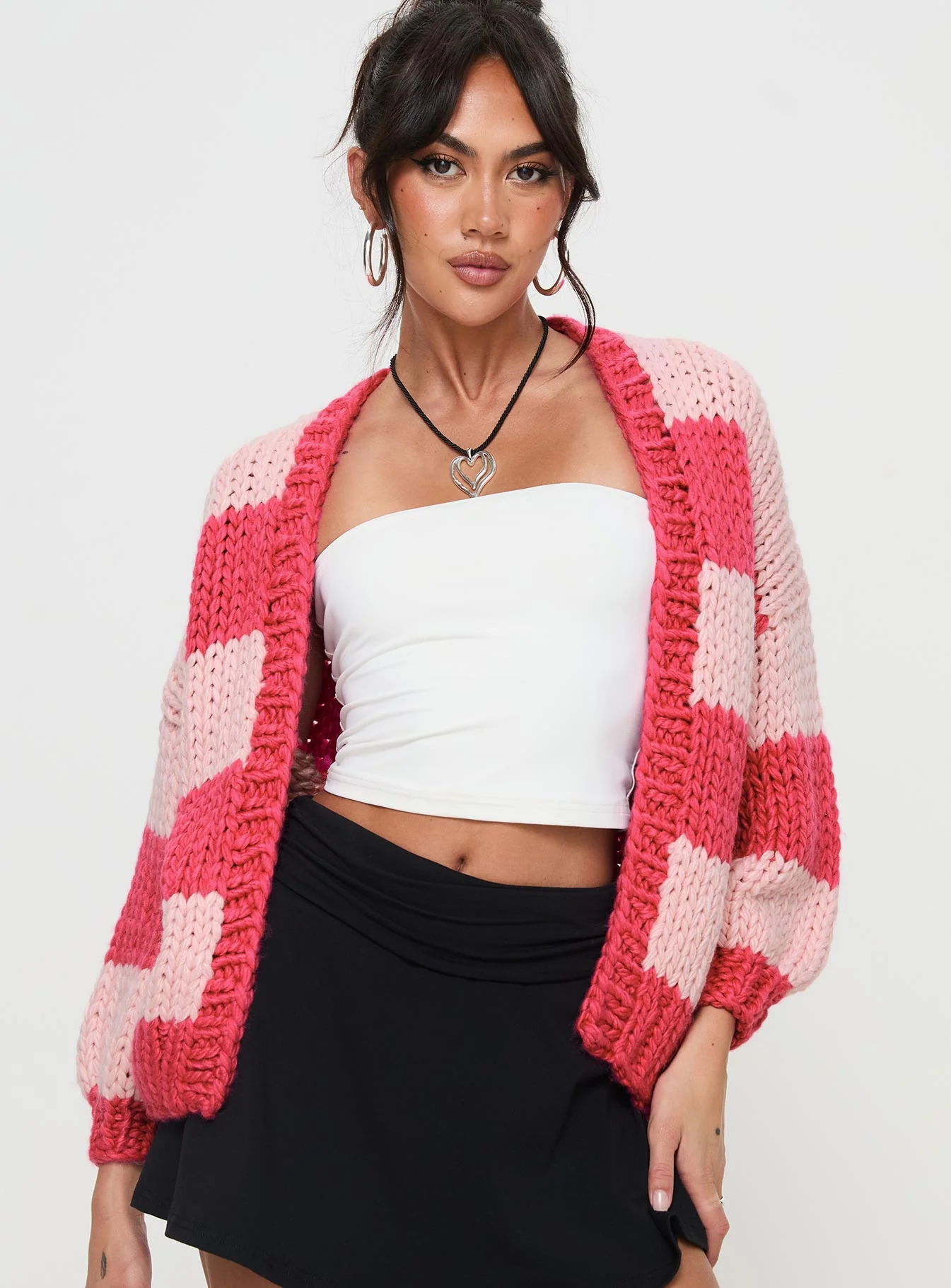 Lester Knit Cardigan Pink Stripe - Image 2