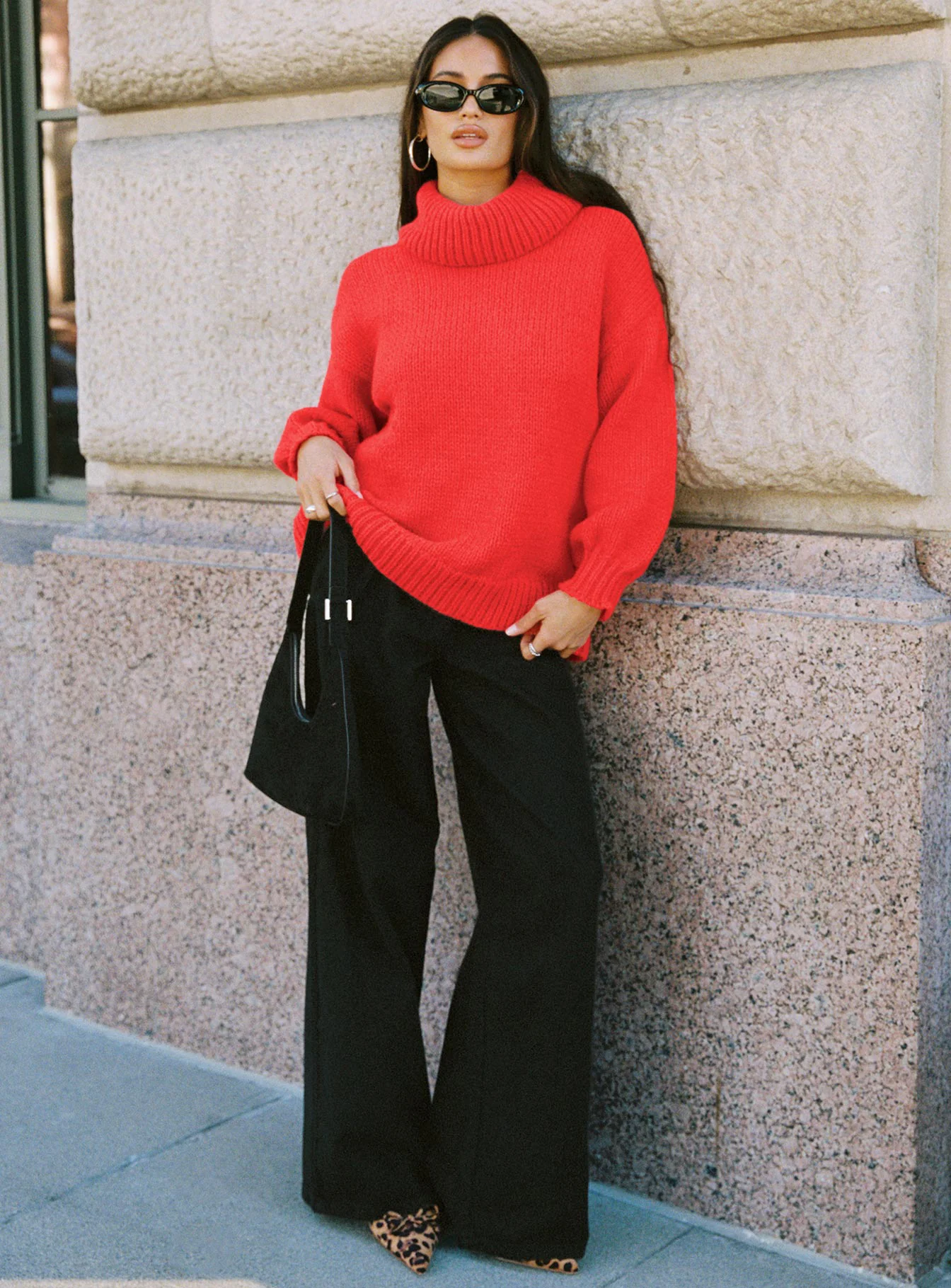 Let Love In Knit Sweater Red - Image 3