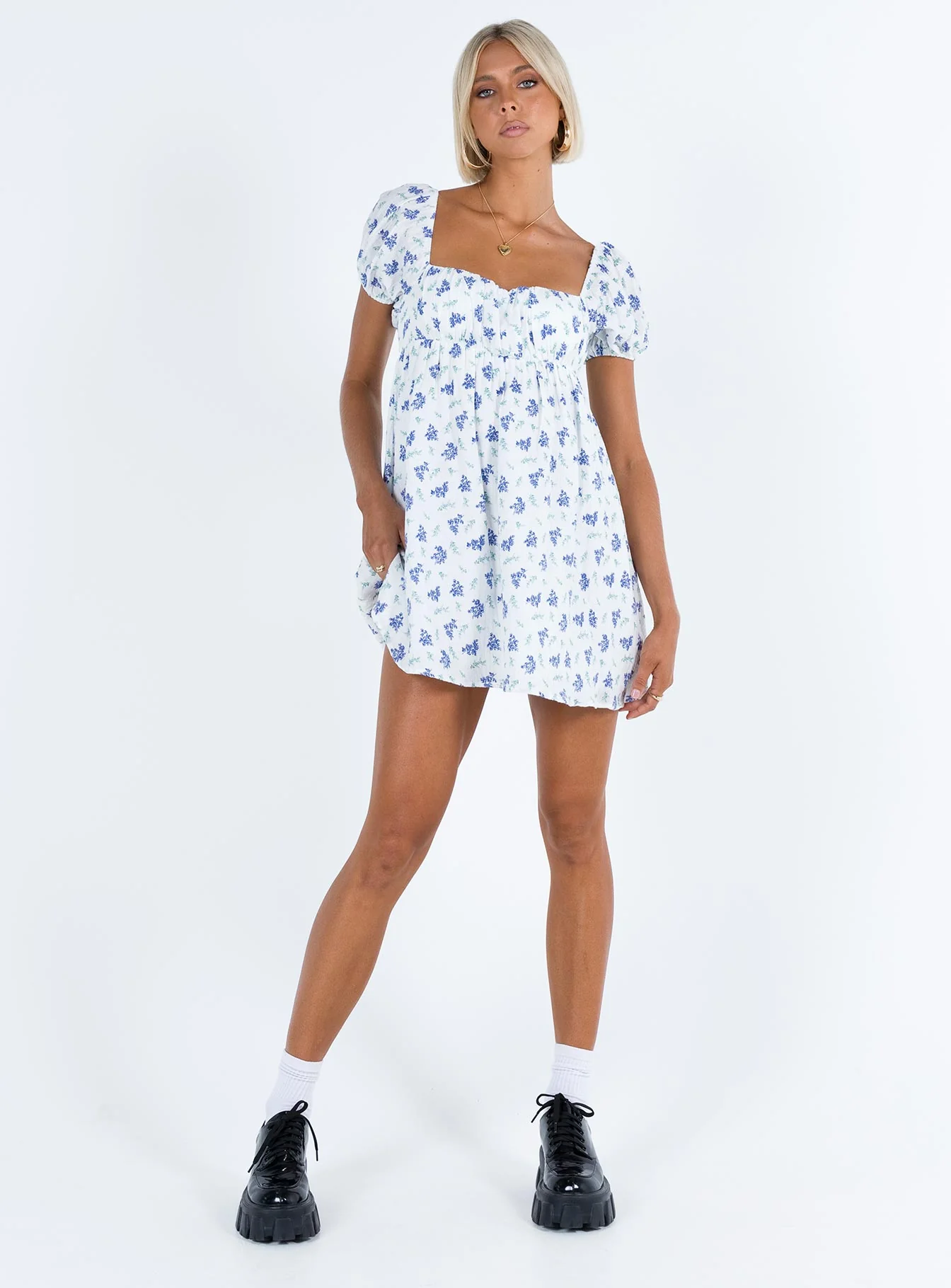 Let's Dance Mini Dress Blue Floral - Image 4