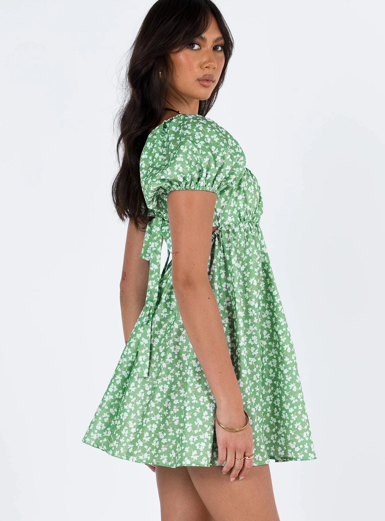 Let's Dance Mini Dress Green Floral - Image 3