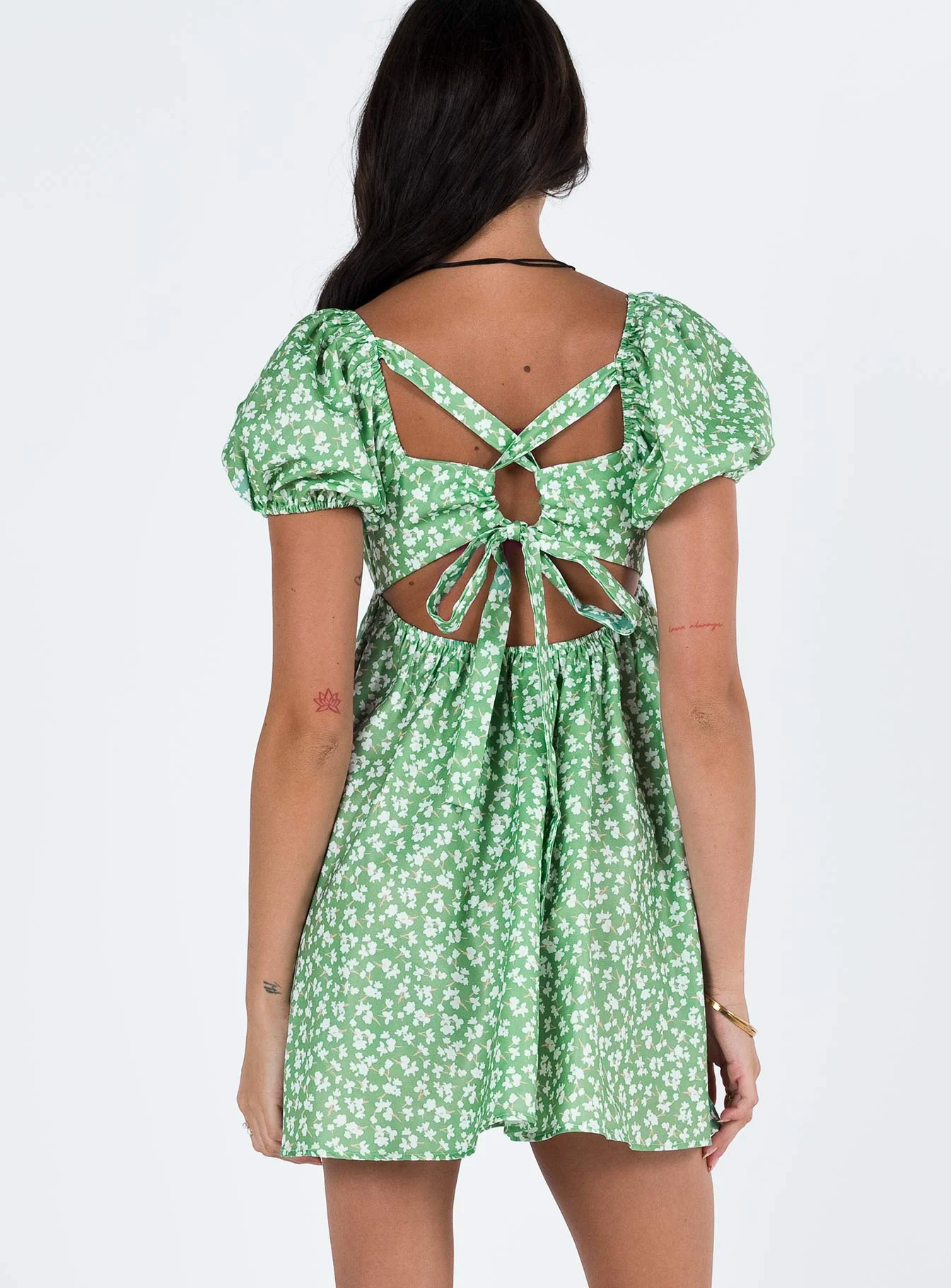 Let's Dance Mini Dress Green Floral - Image 4