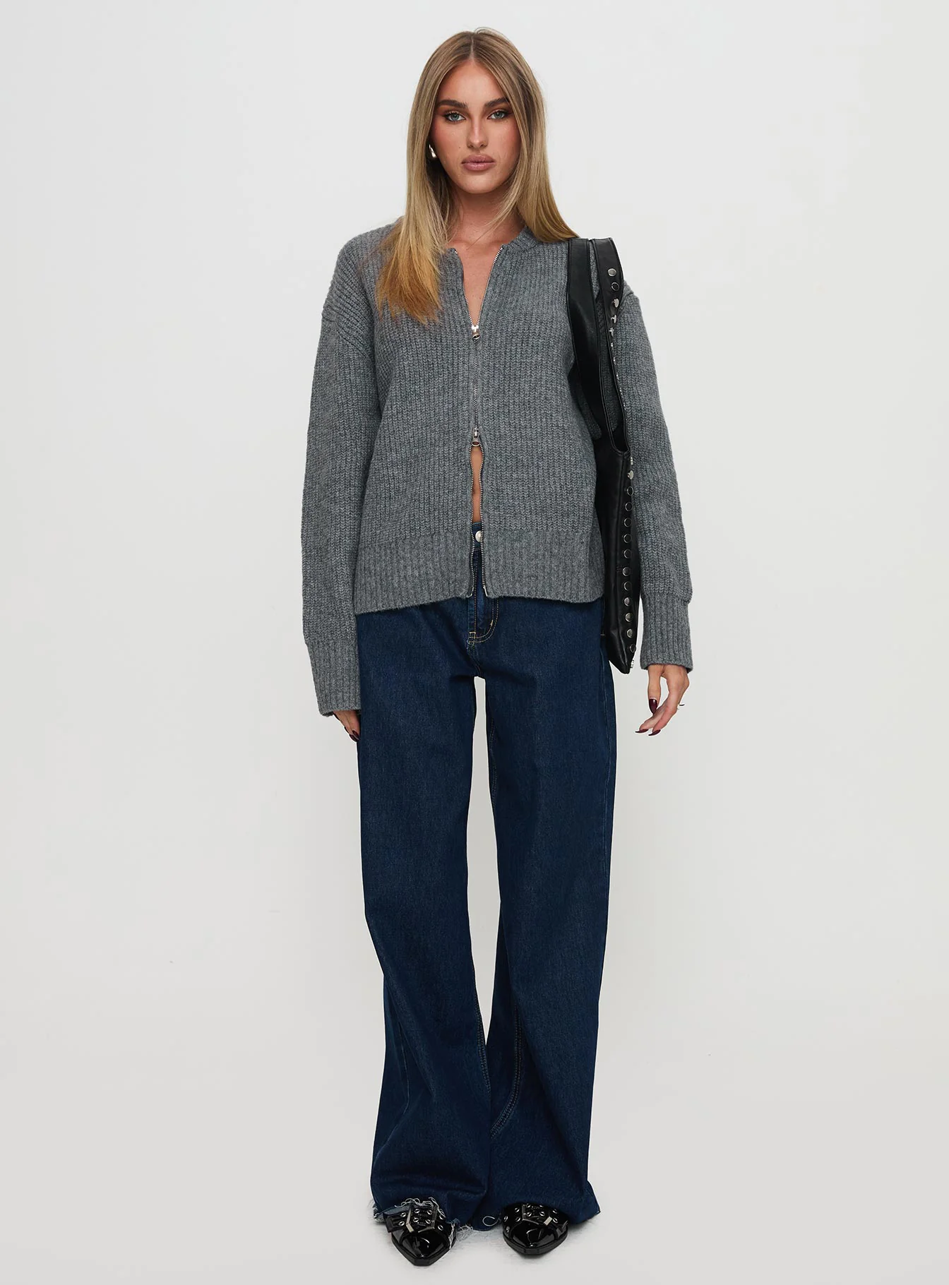 Lexene Zip Through Jumper Grey - Image 7