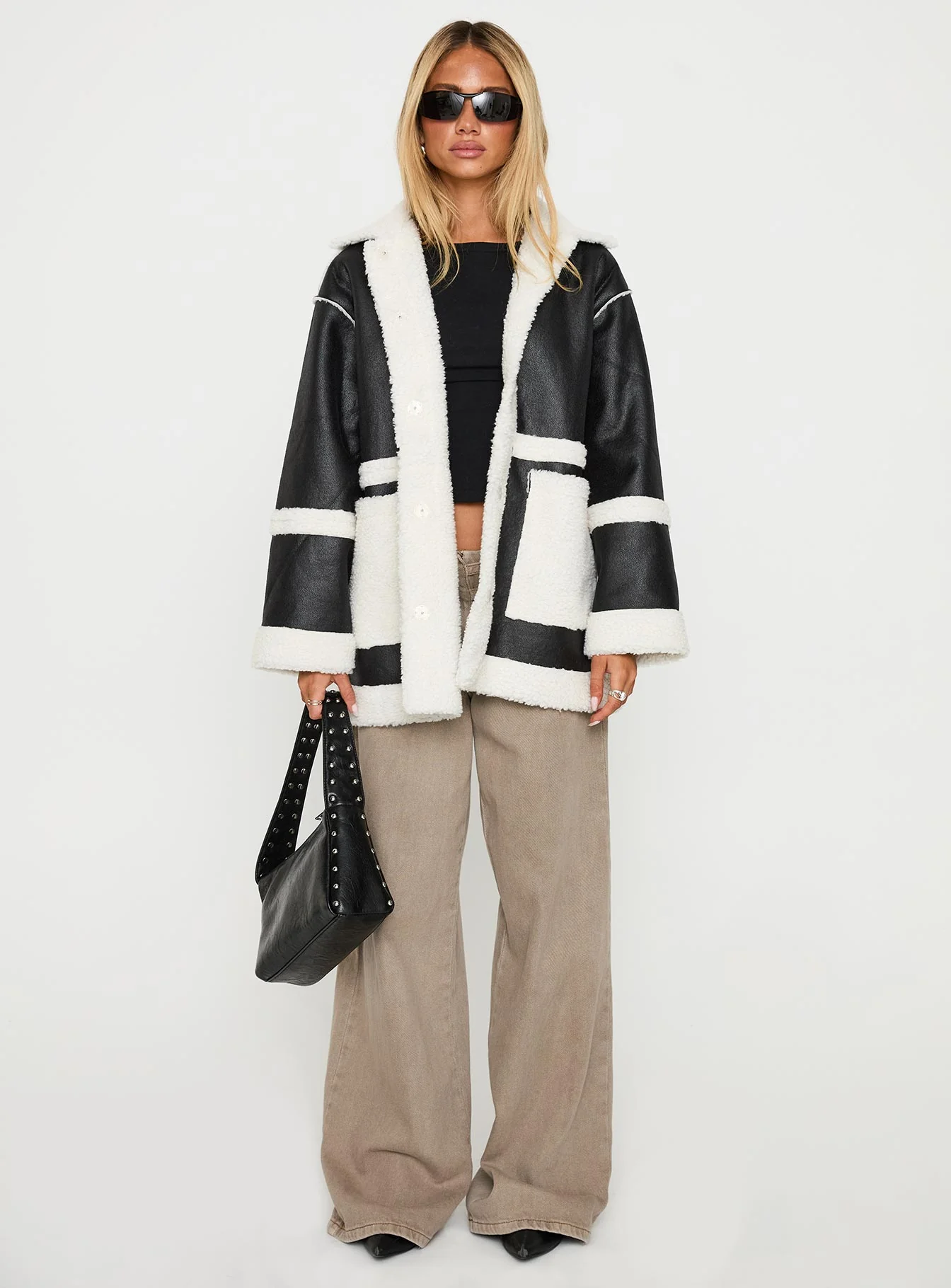 Lexie Faux Leather Jacket Black - Image 6